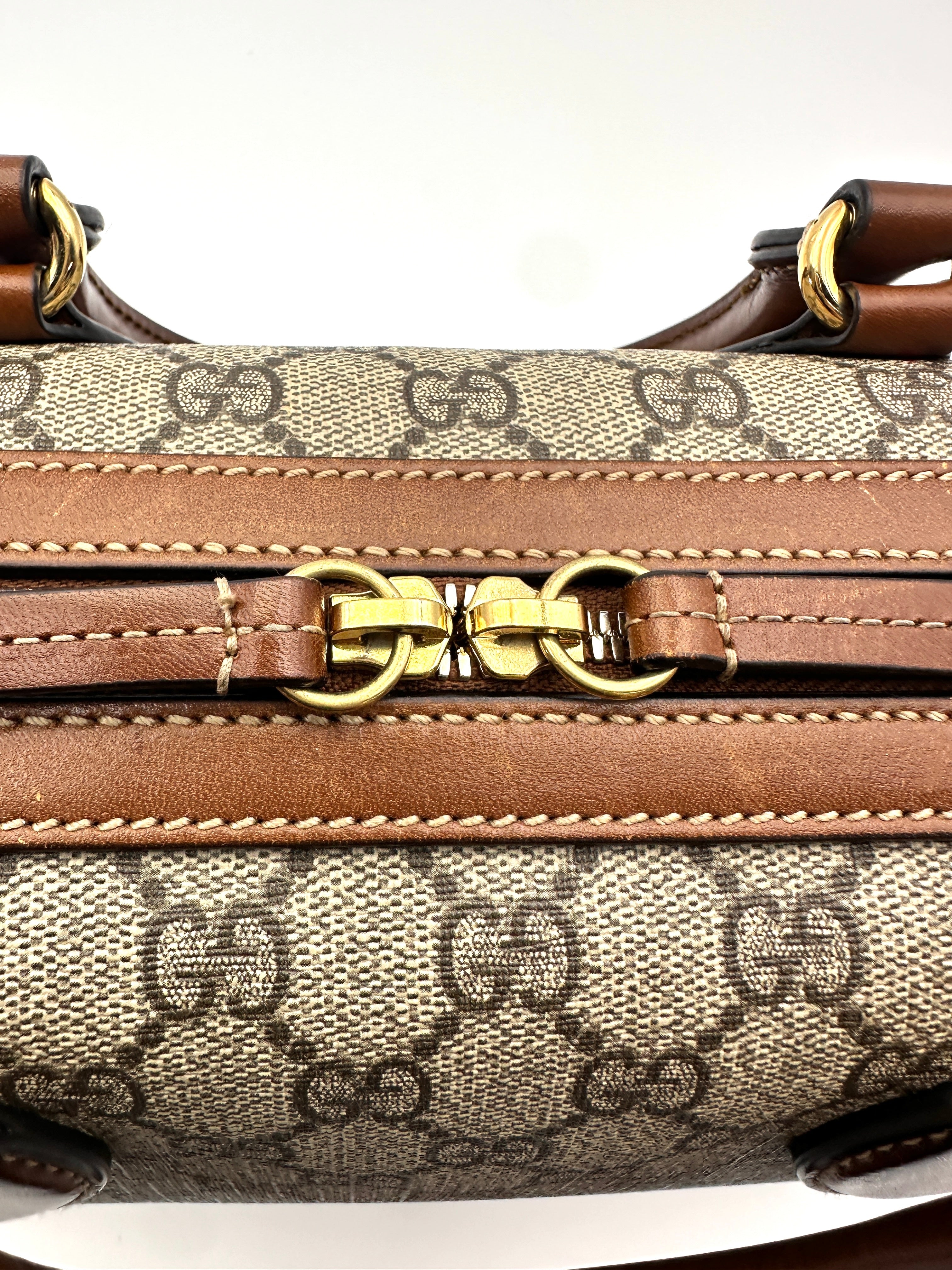 Gucci GG Supreme Canvas Leather Boston Bag GG1125