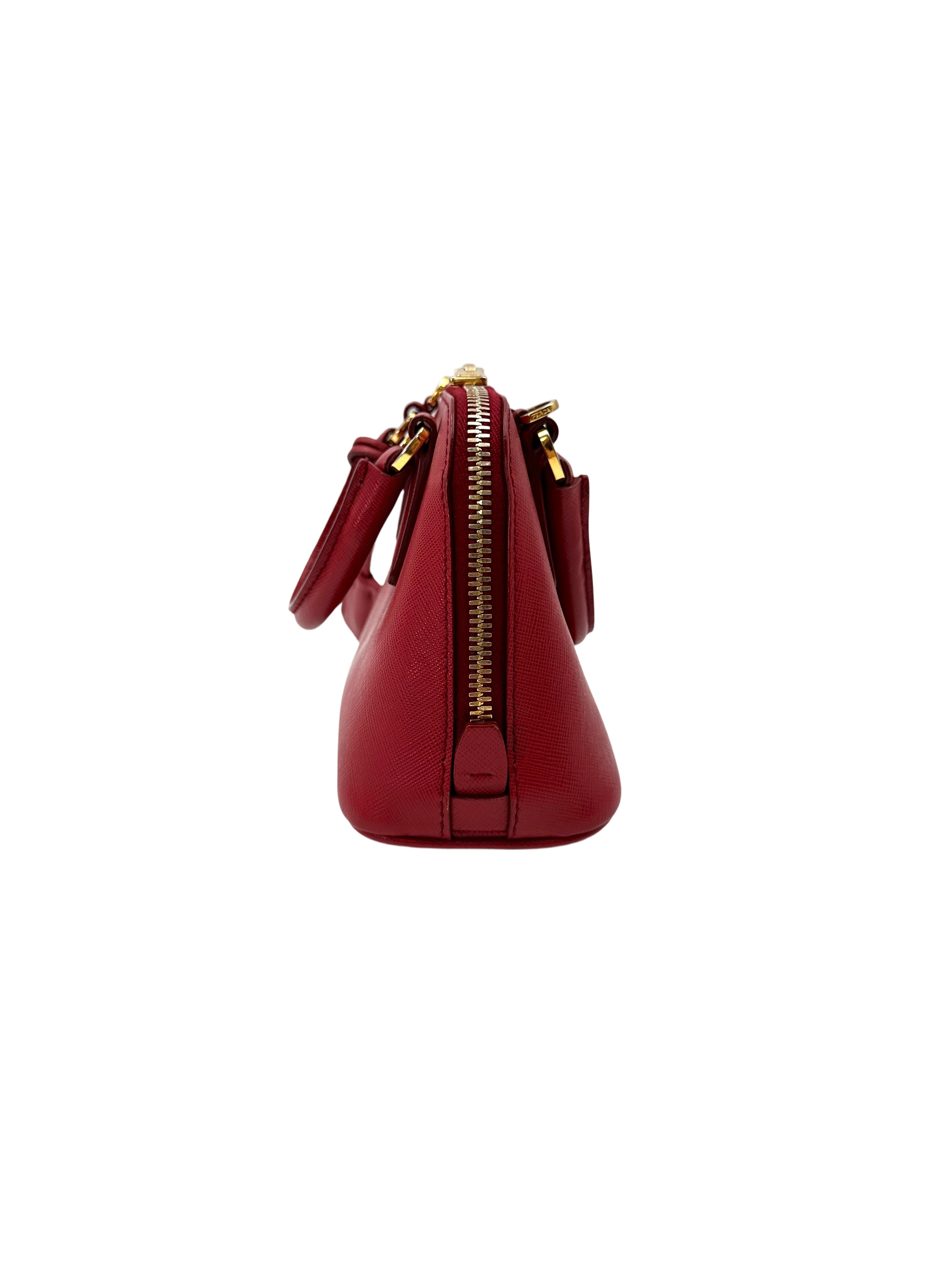Prada Promenade Red Saffiano Leather Mini Handle Bag PR400