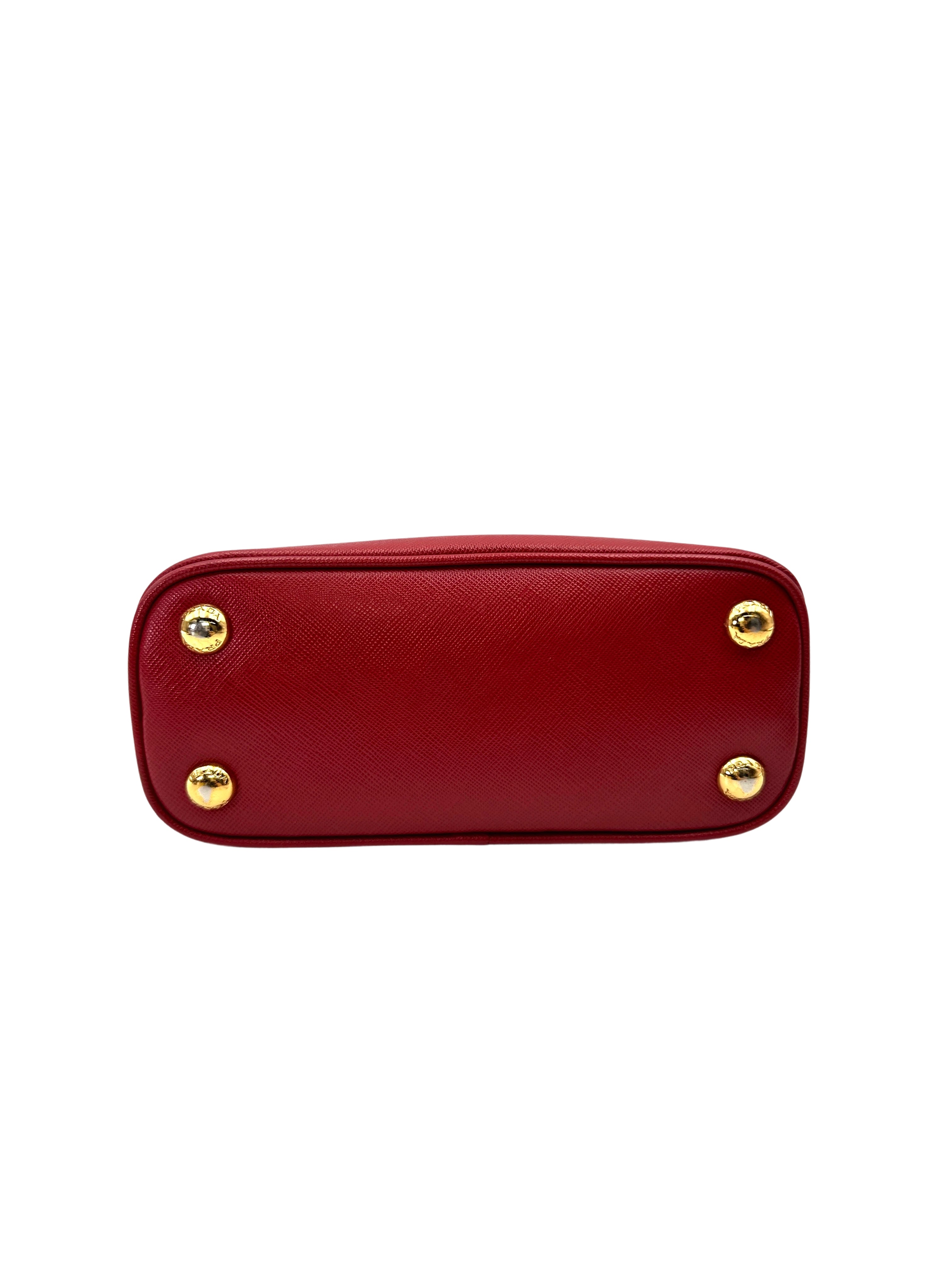 Prada Promenade Red Saffiano Leather Mini Handle Bag PR400