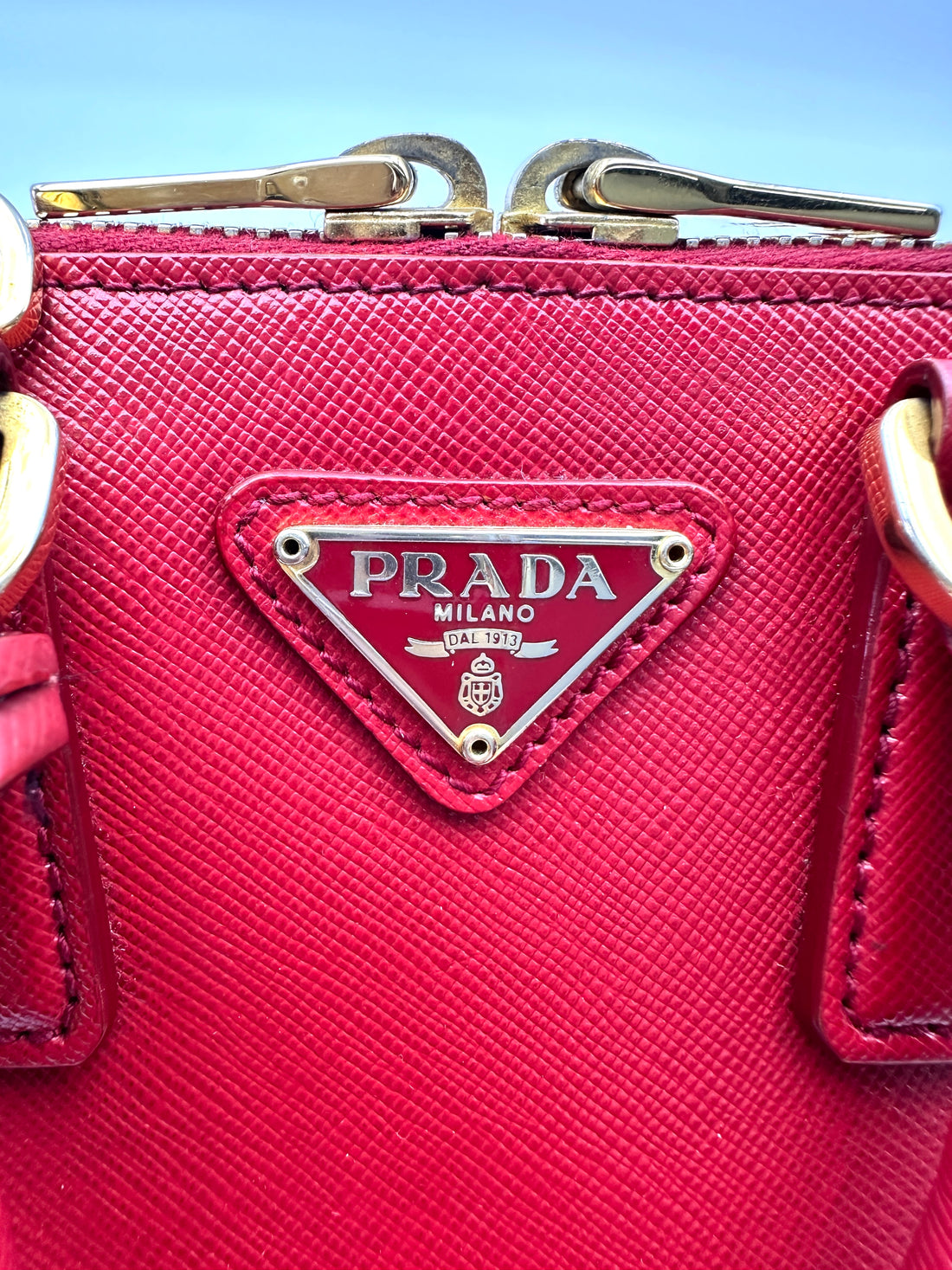 Prada Promenade Red Saffiano Leather Mini Handle Bag PR400