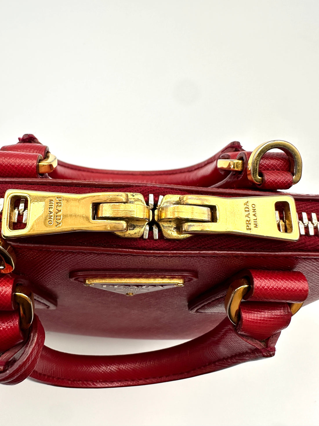 Prada Promenade Red Saffiano Leather Mini Handle Bag PR400