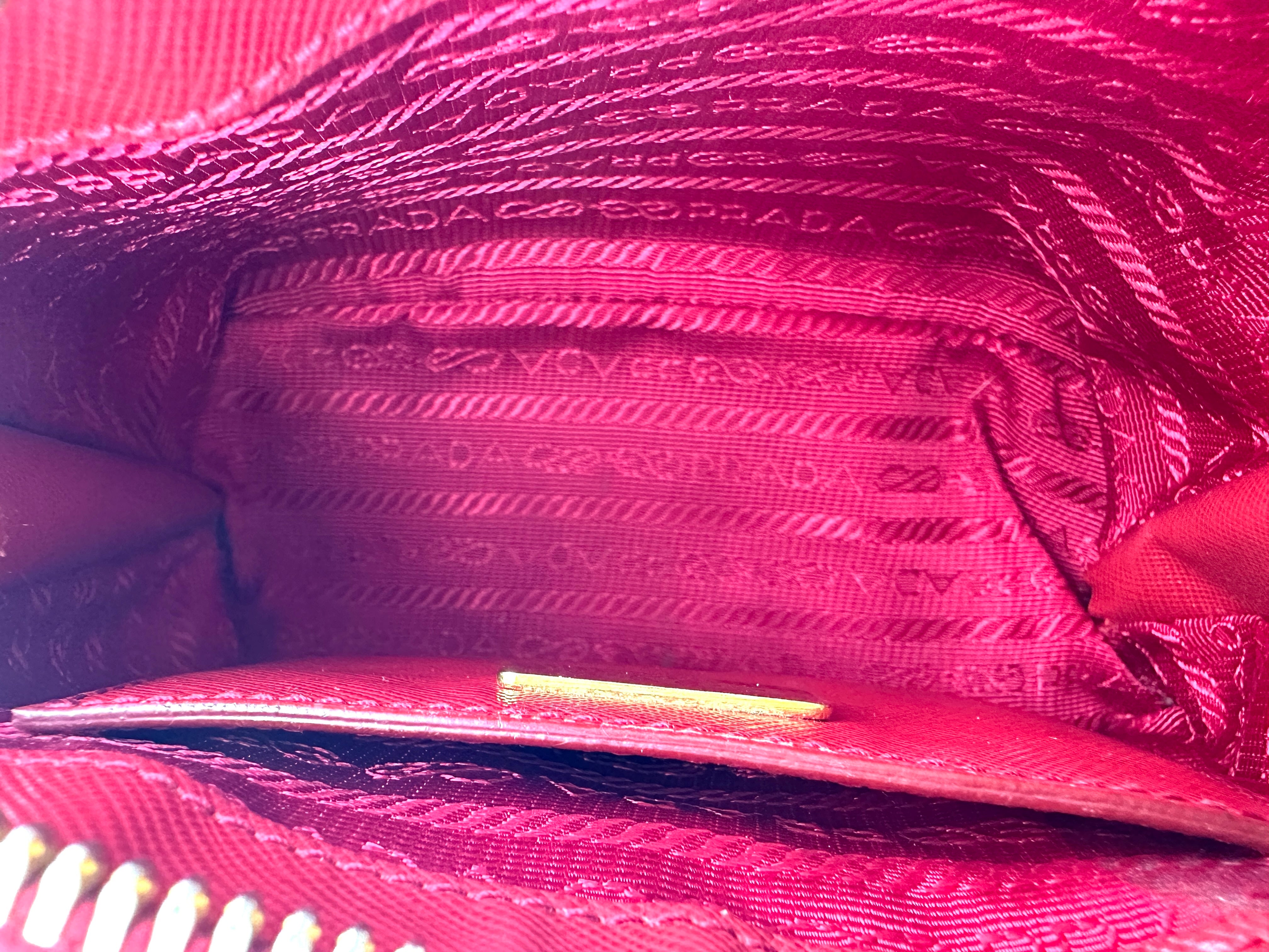 Prada Promenade Red Saffiano Leather Mini Handle Bag PR400