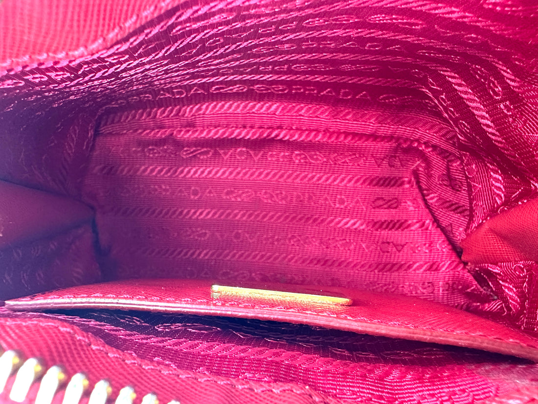 Prada Promenade Red Saffiano Leather Mini Handle Bag PR400