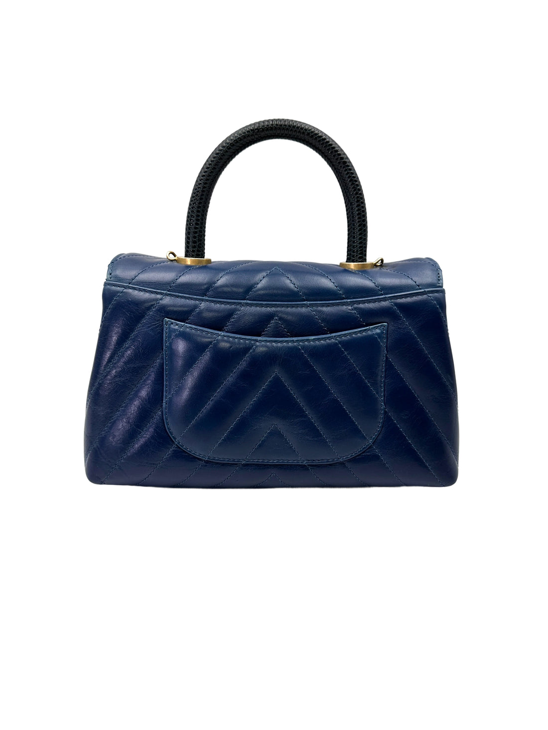 Chanel CoCo Handle Blue Chevron Quilted Leather Shoulder Bag(25***16) CC2046