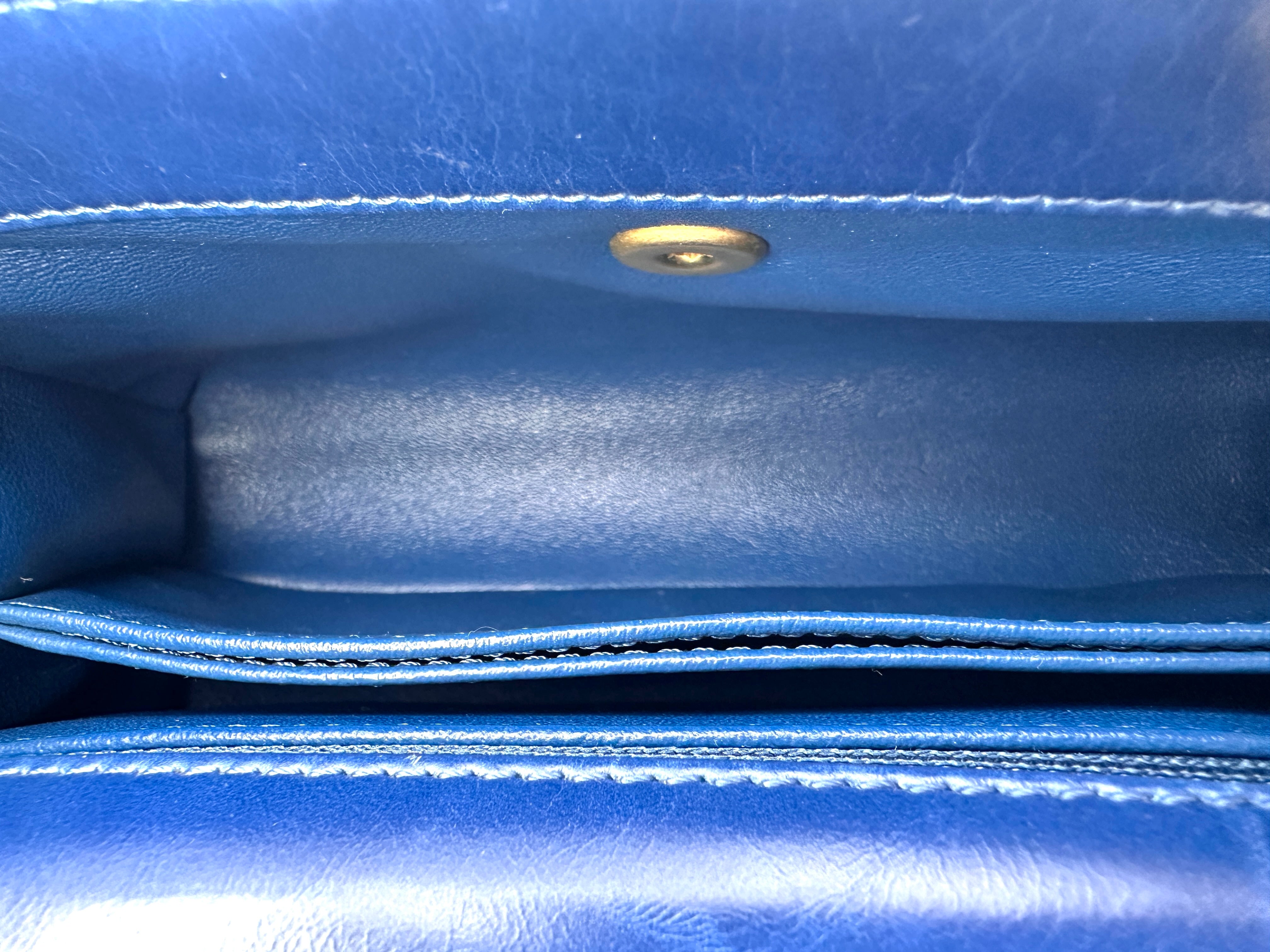 Chanel CoCo Handle Blue Chevron Quilted Leather Shoulder Bag(25***16) CC2046