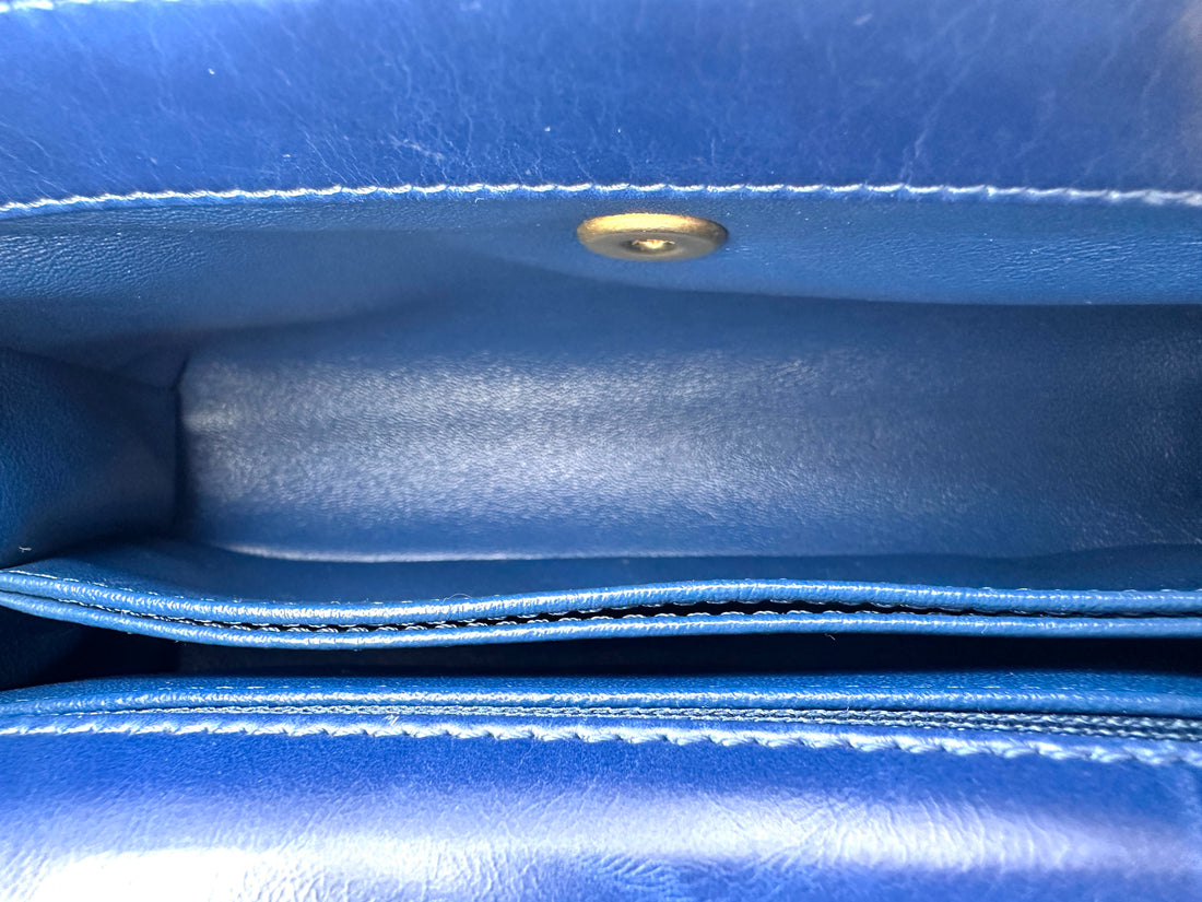 Chanel CoCo Handle Blue Chevron Quilted Leather Shoulder Bag(25***16) CC2046