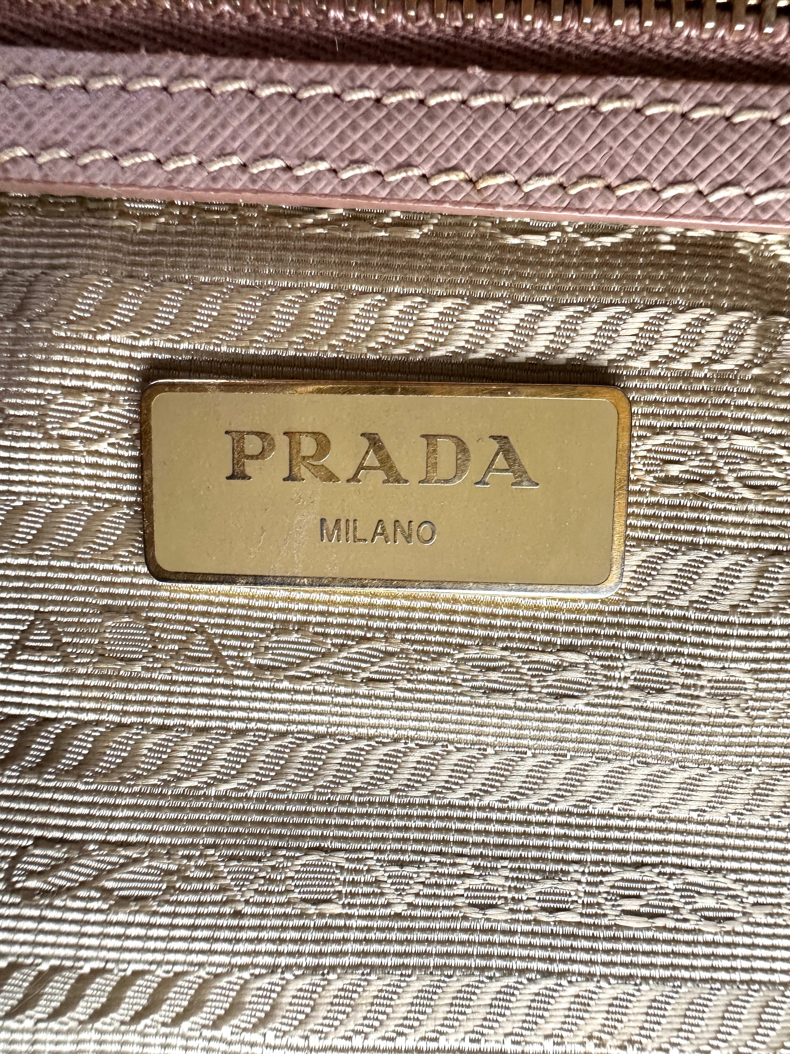 Prada Galleria Pink Saffiano Leather Handle Bag PR401