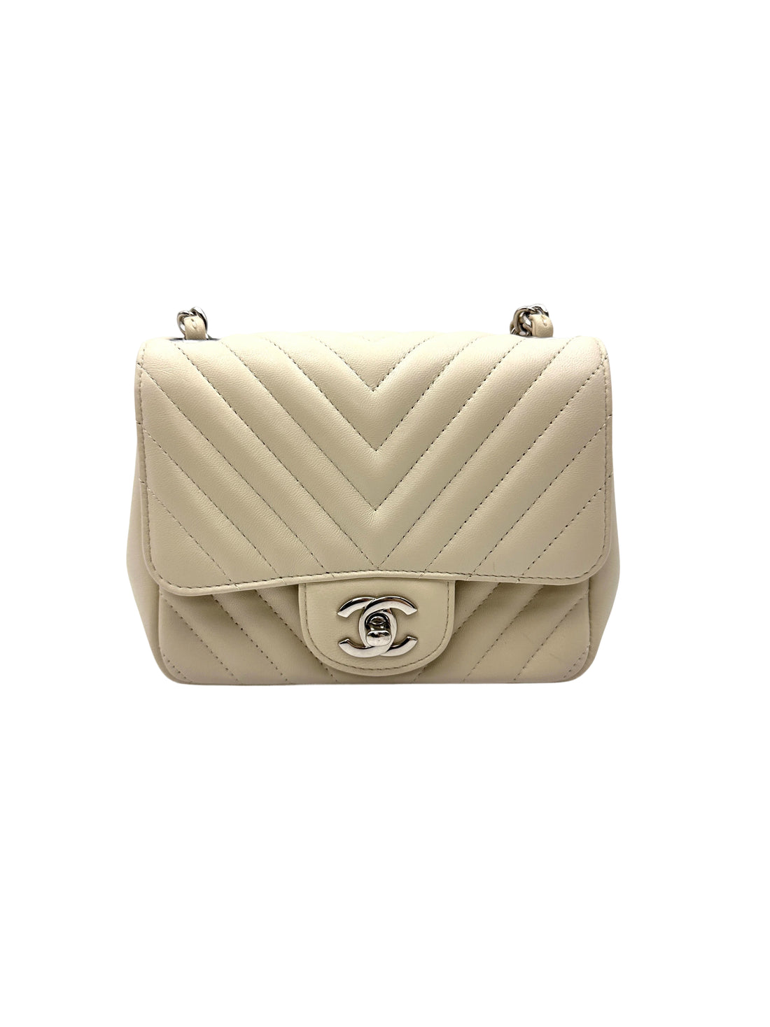 Chanel Classic Flap White Chevron Quilted Lambskin Flap Bag(30***43) IRIS234