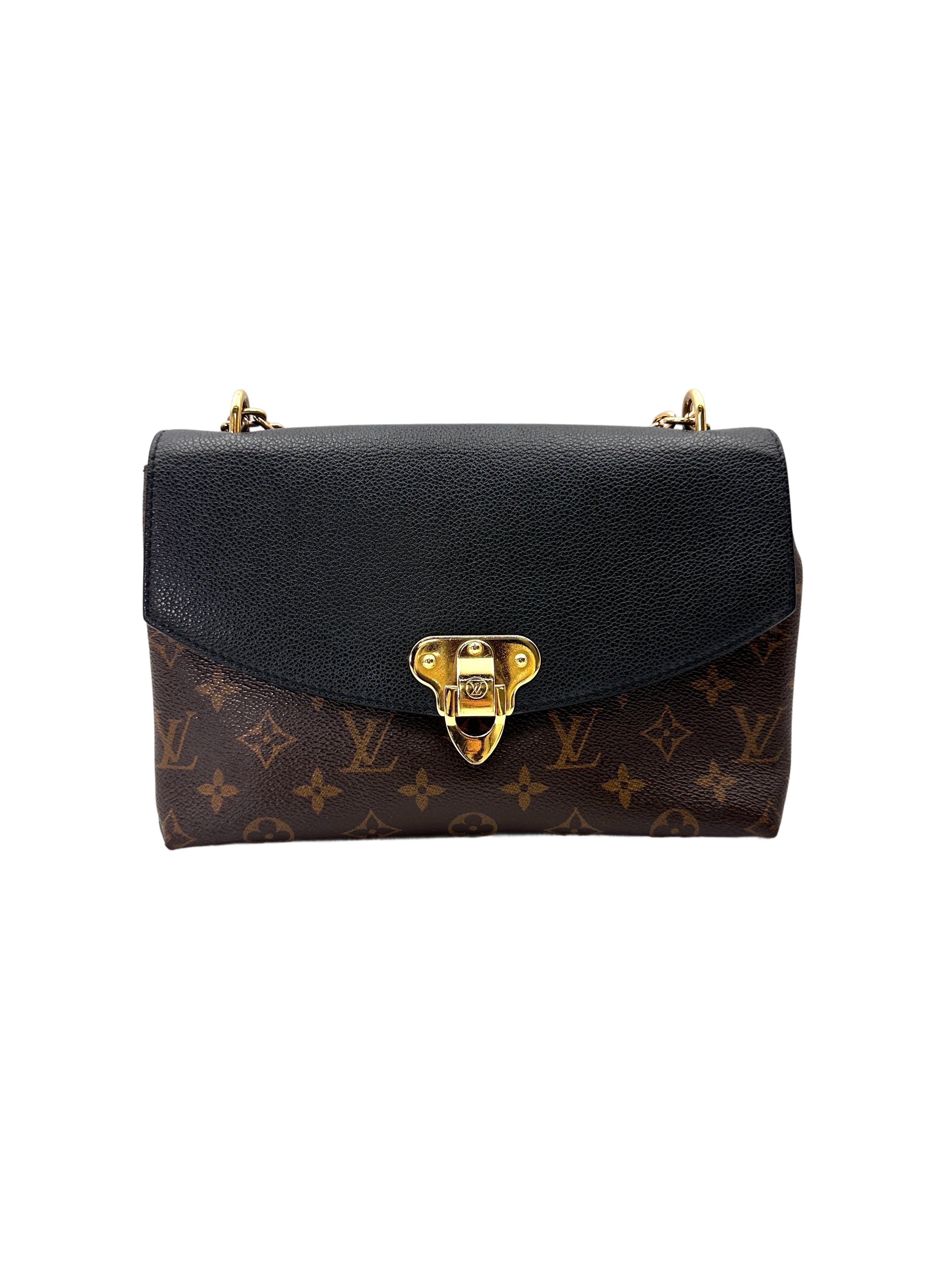 Louis Vuitton Vavin Damier Ebene & Black Leather Canvas Wallet On Chain LV2866