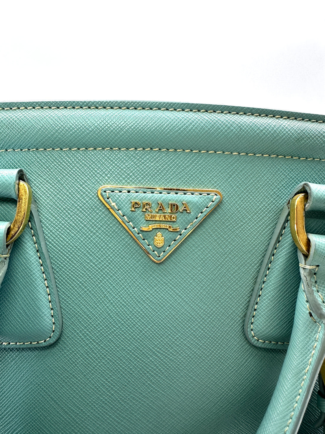 Prada Galleria Blue Saffiano Leather Handle Bag PR403