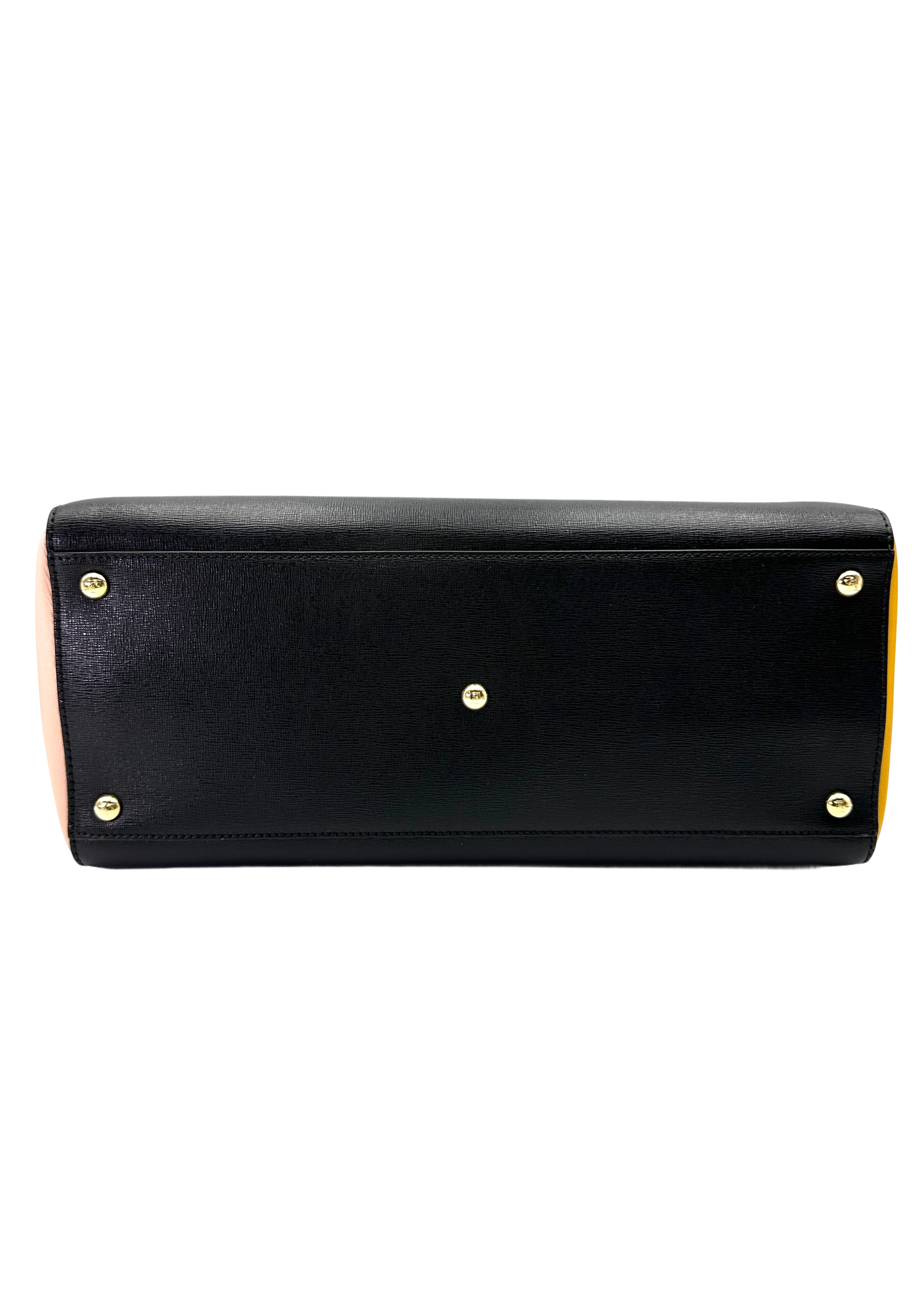 Fendi 2Jours Black Leather Medium Size Handle Bag FF108