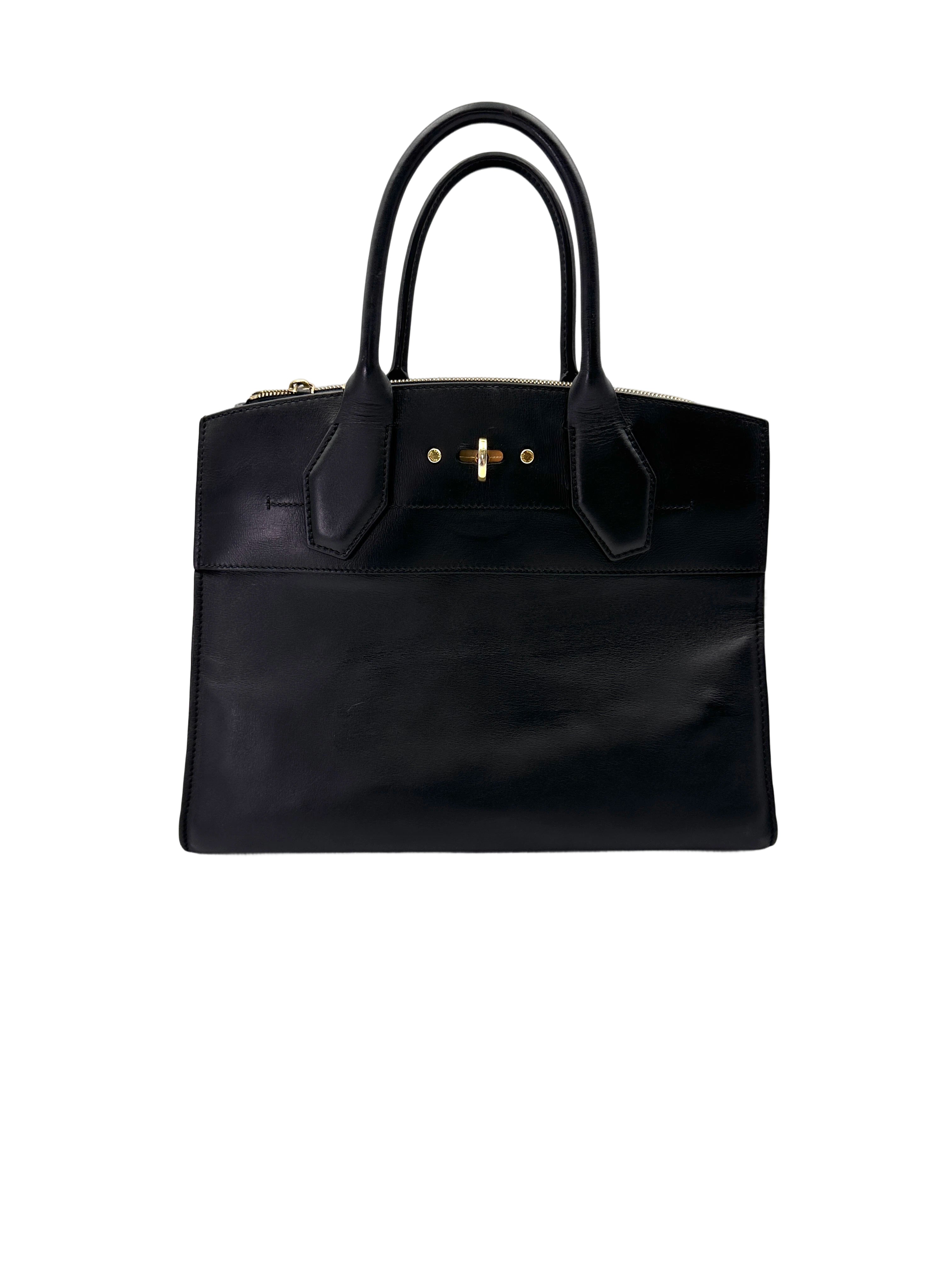 Louis Vuitton City Steamer Black Grained Leather Handle Bag LV2867