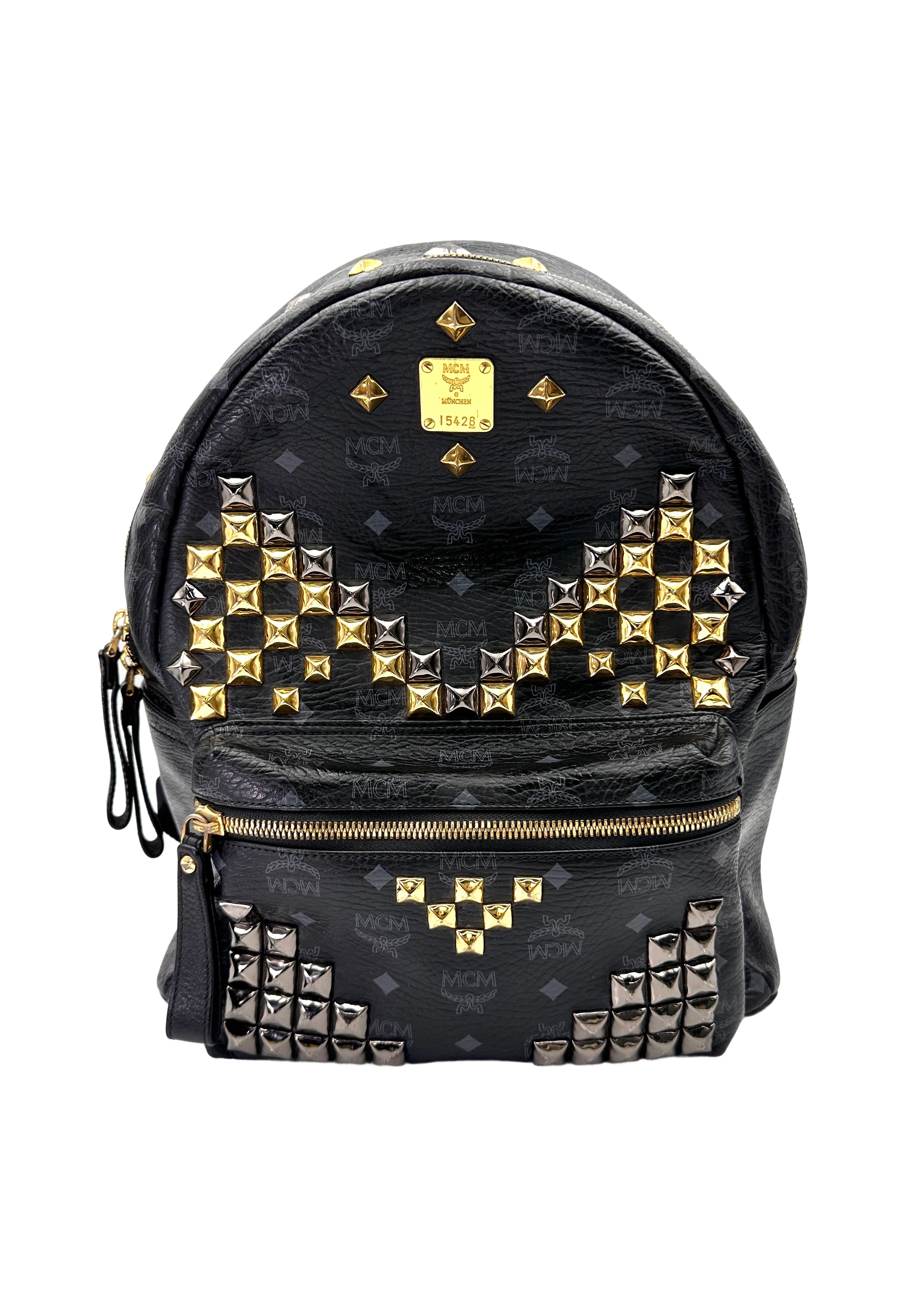 MCM Stark Studded Black Leather Backpack MCM39