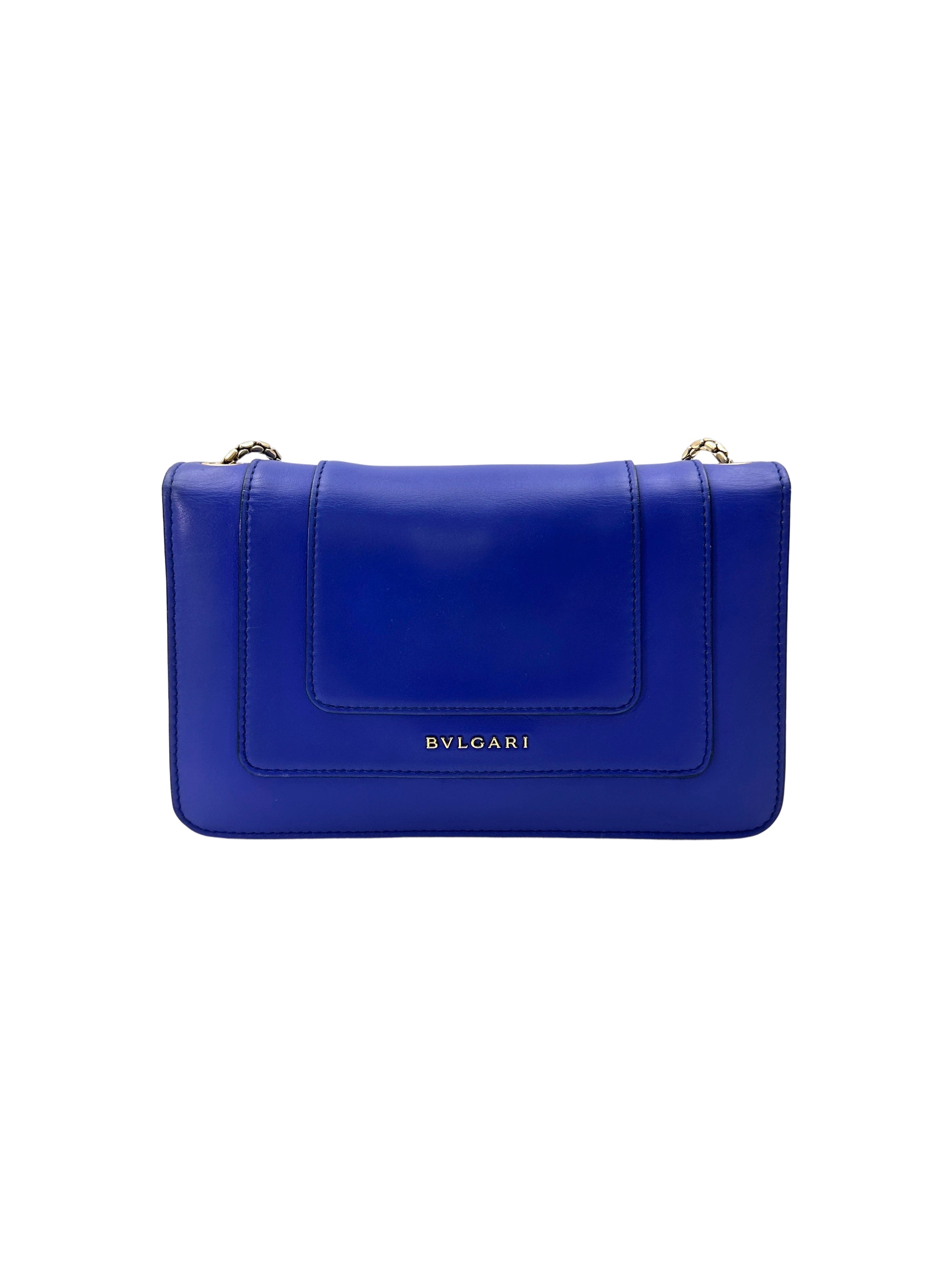 Bvlgari Serpenti Flower Blue Leather Shoulder Bag BS44
