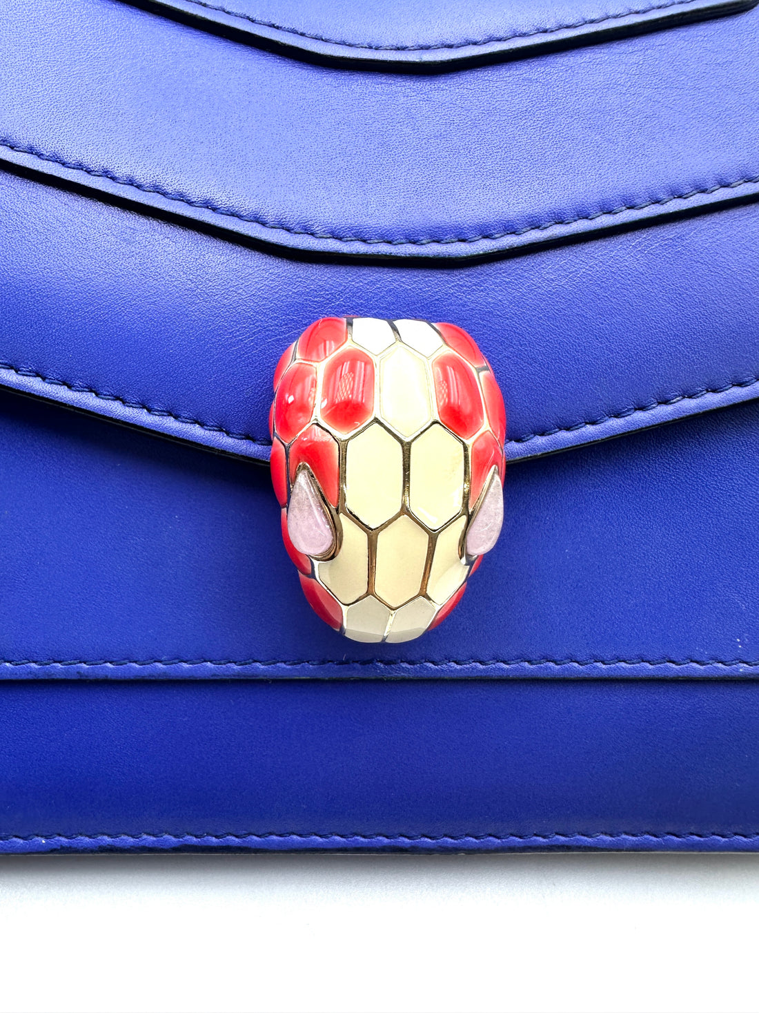 Bvlgari Serpenti Flower Blue Leather Shoulder Bag BS44