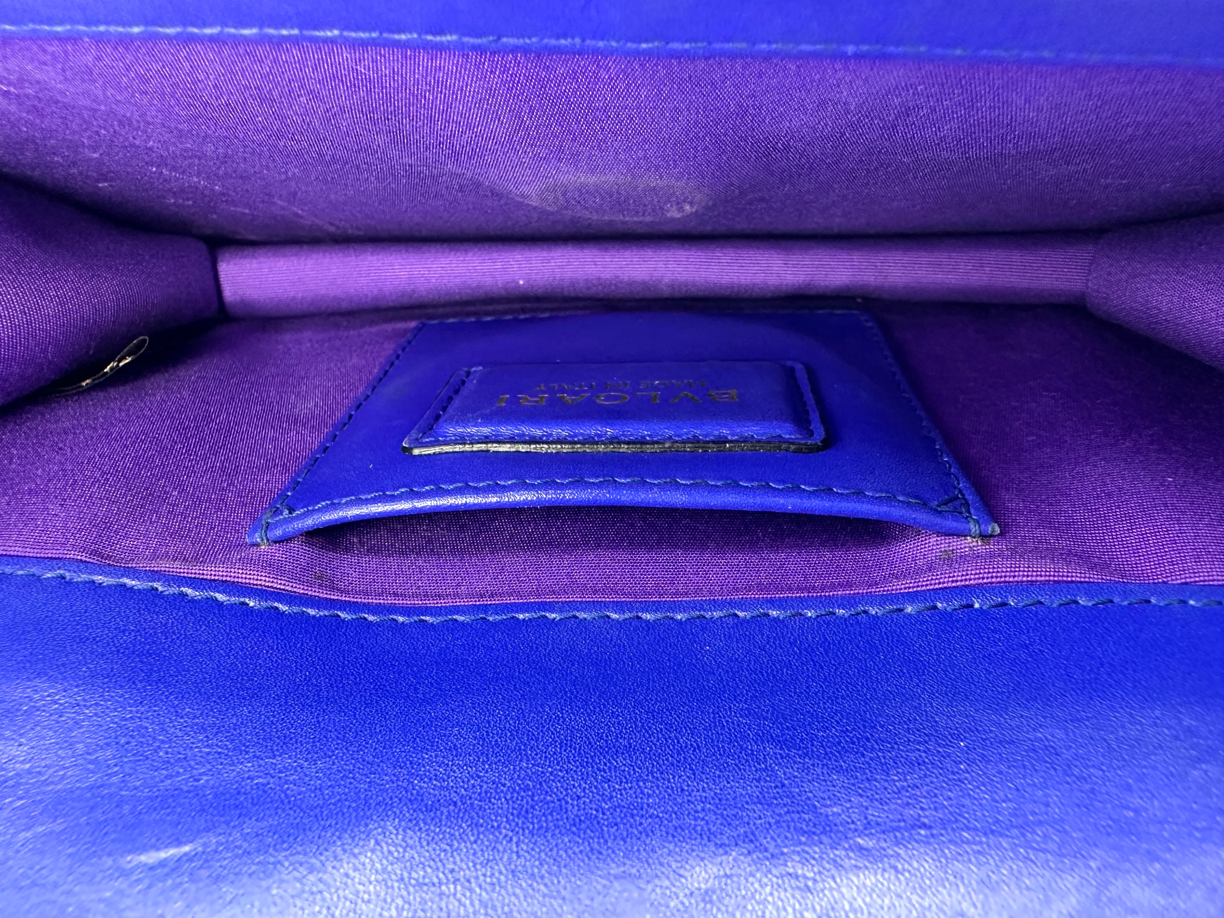 Bvlgari Serpenti Flower Blue Leather Shoulder Bag BS44