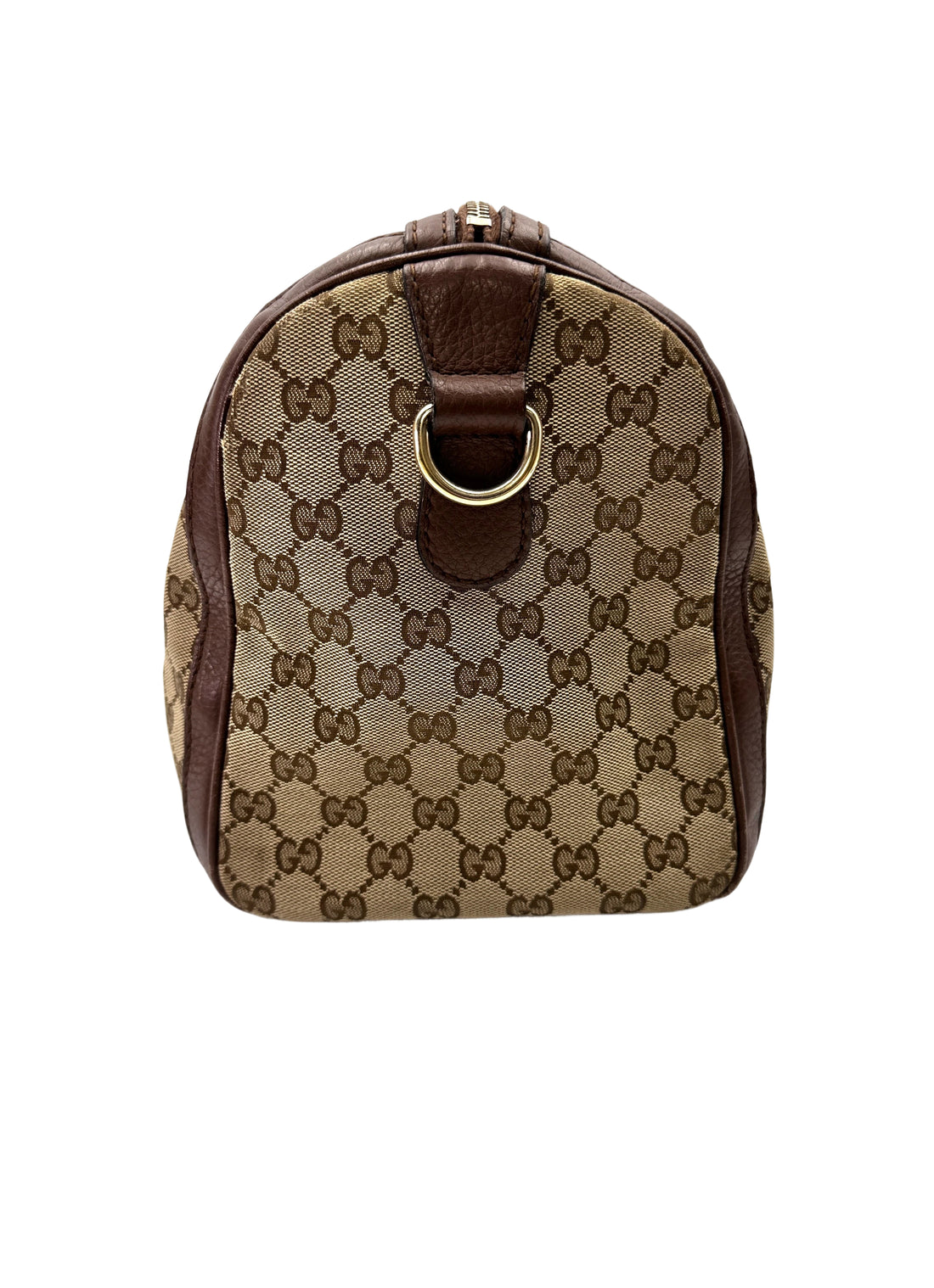Gucci GG Canvas Boston Bag With Brown Stripe GG1130