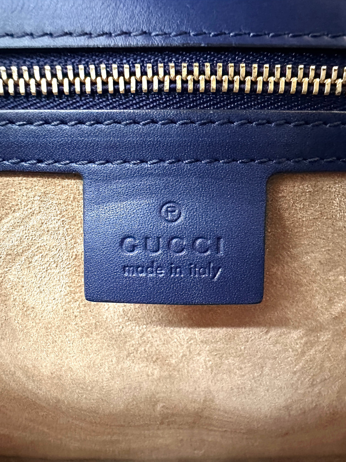 Gucci Sylvie Navy Leather Medium Size Shoulder Bag GG1135