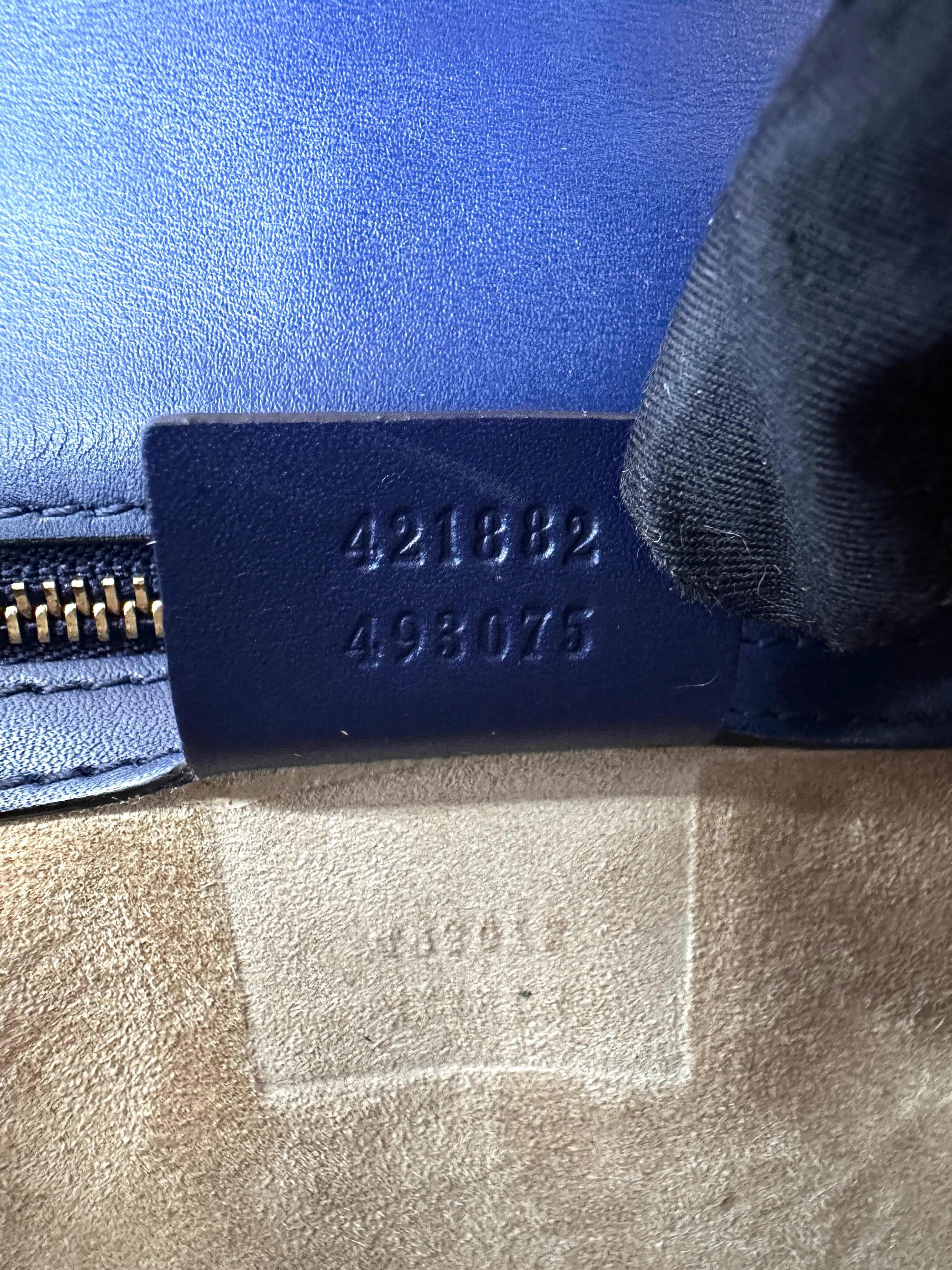 Gucci Sylvie Navy Leather Medium Size Shoulder Bag GG1135