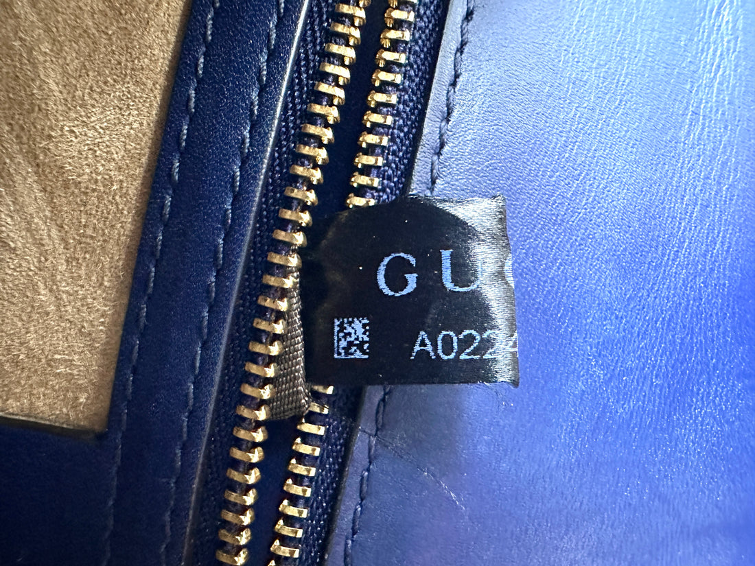 Gucci Sylvie Navy Leather Medium Size Shoulder Bag GG1135