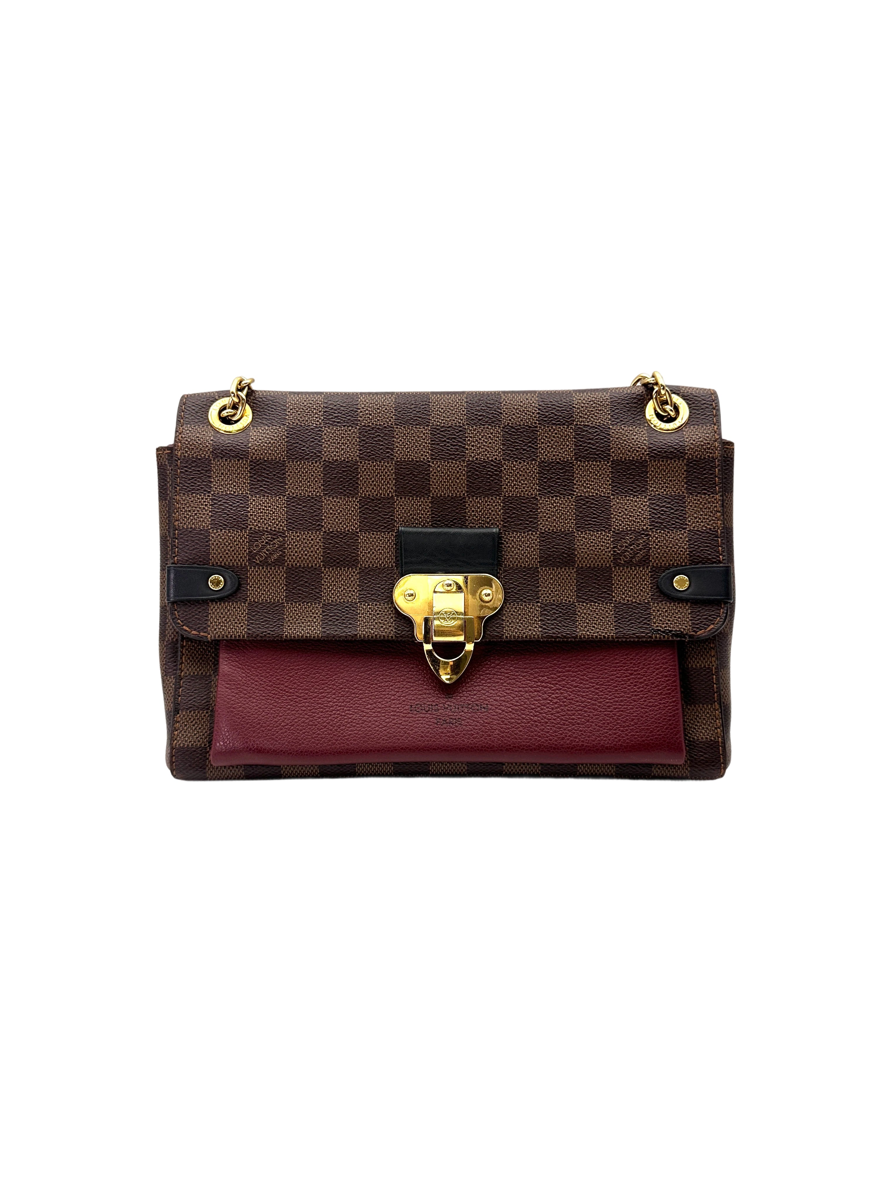 Louis Vuitton Vavin MM Damier Ebene & Red Leather Canvas Wallet On Chain LV2871