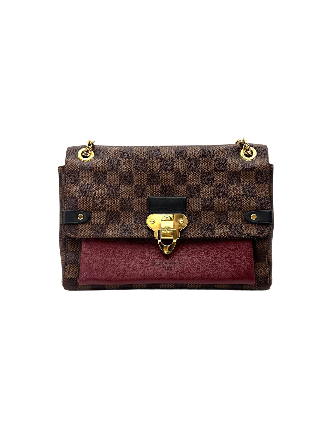 Louis Vuitton Vavin MM Damier Ebene & Red Leather Canvas Wallet On Chain LV2871