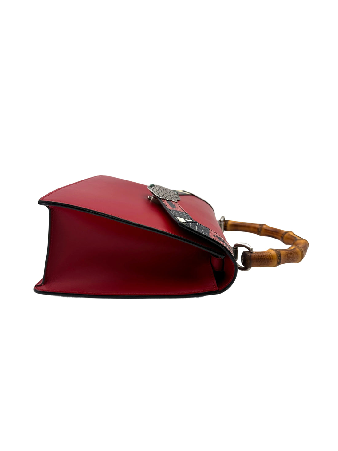 Gucci Lilith Red Leather Bamboo Top Handle Bag GG1132