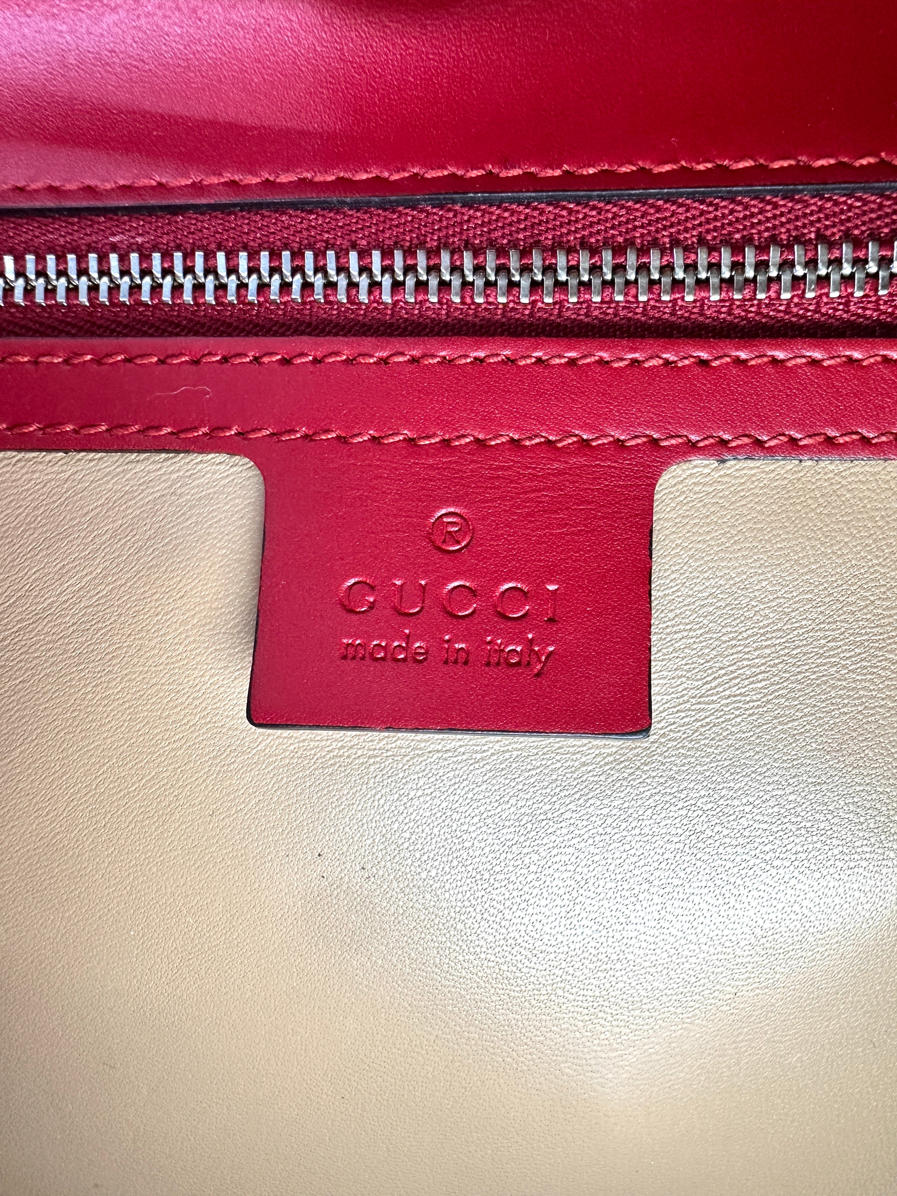 Gucci Lilith Red Leather Bamboo Top Handle Bag GG1132