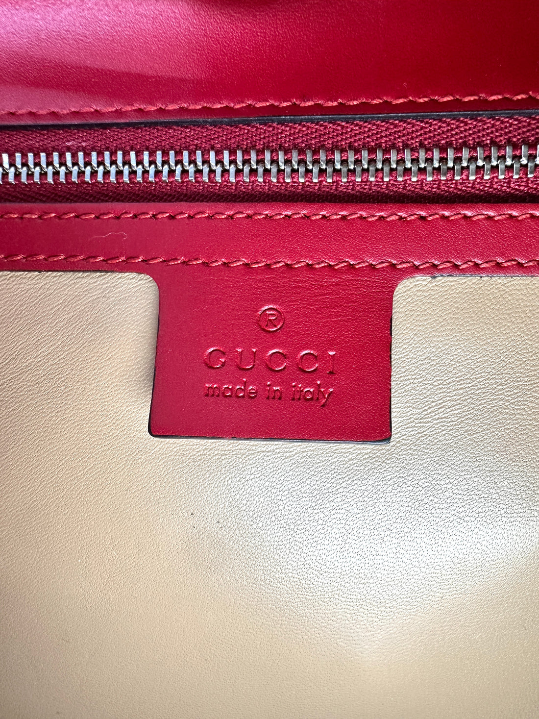 Gucci Lilith Red Leather Bamboo Top Handle Bag GG1132