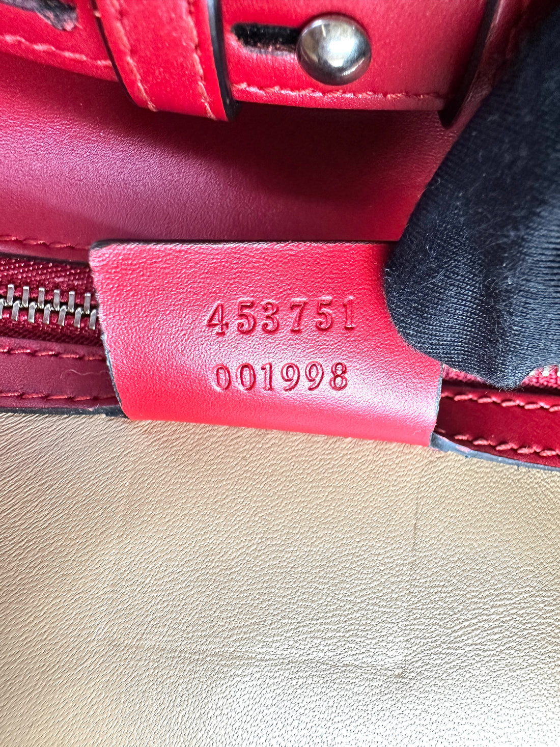 Gucci Lilith Red Leather Bamboo Top Handle Bag GG1132