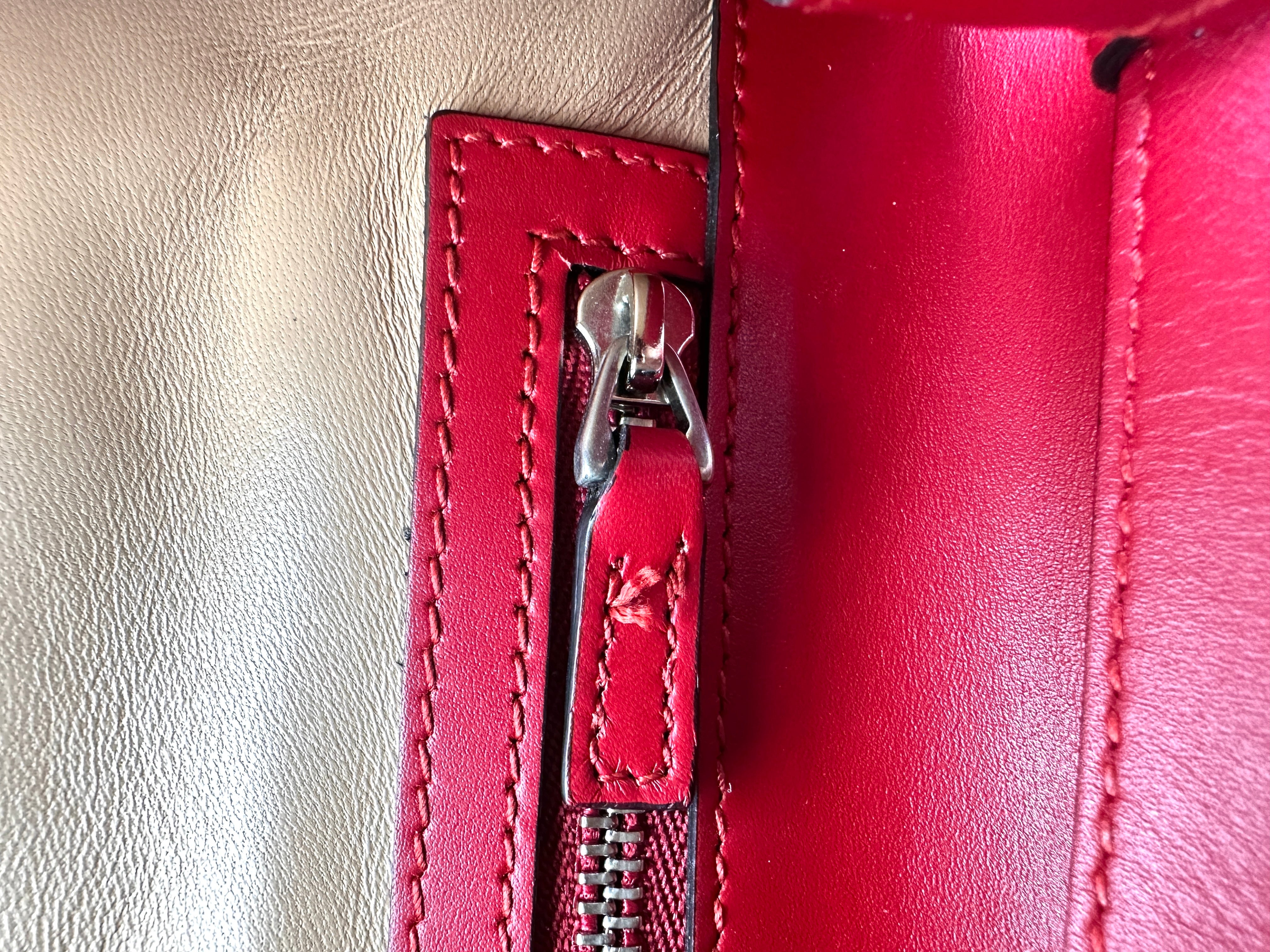 Gucci Lilith Red Leather Bamboo Top Handle Bag GG1132