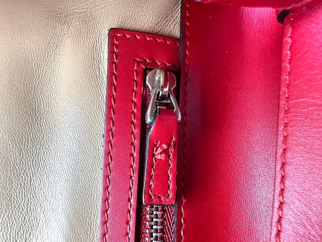 Gucci Lilith Red Leather Bamboo Top Handle Bag GG1132