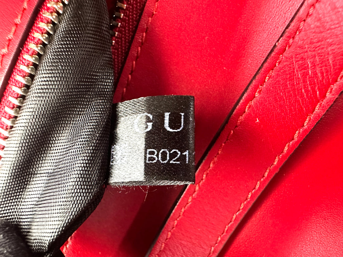 Gucci Lilith Red Leather Bamboo Top Handle Bag GG1132