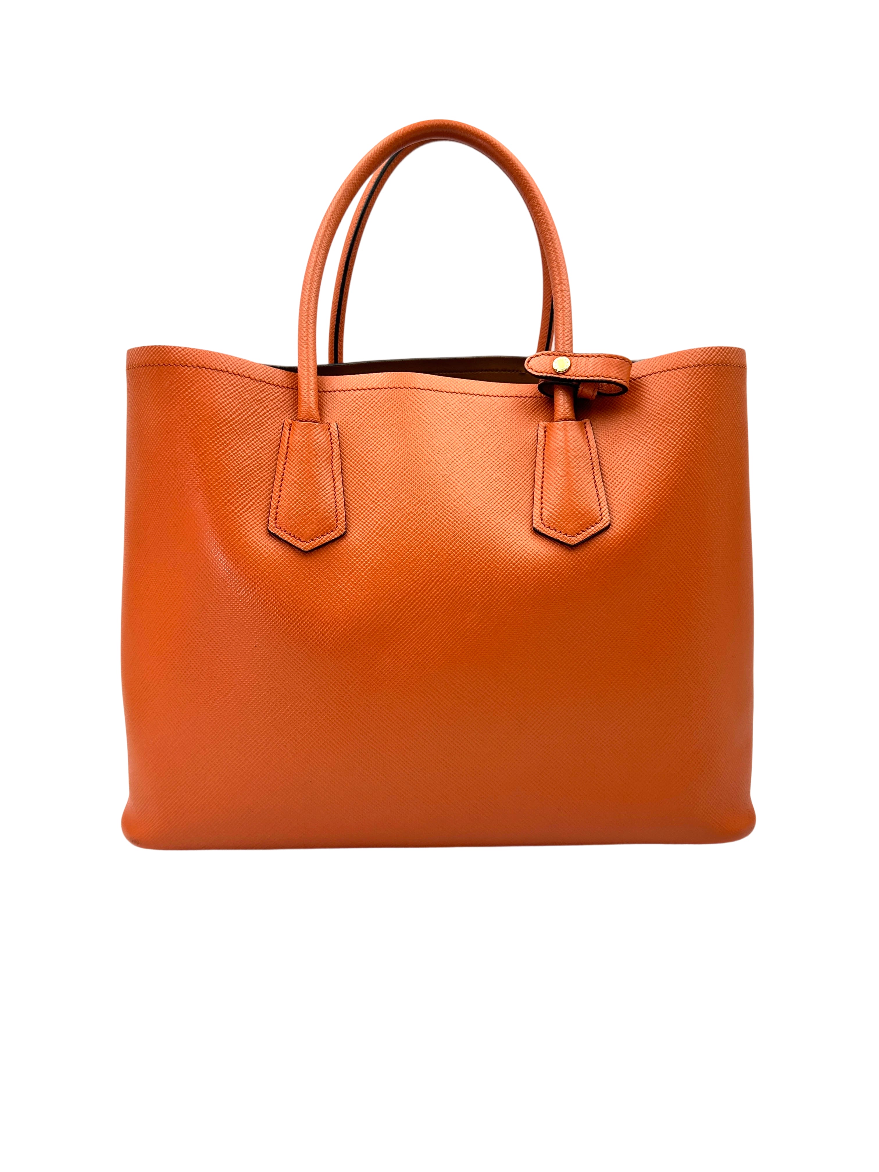 Prada Galleria Orange Saffiano Leather Medium Size Handle Bag PR404