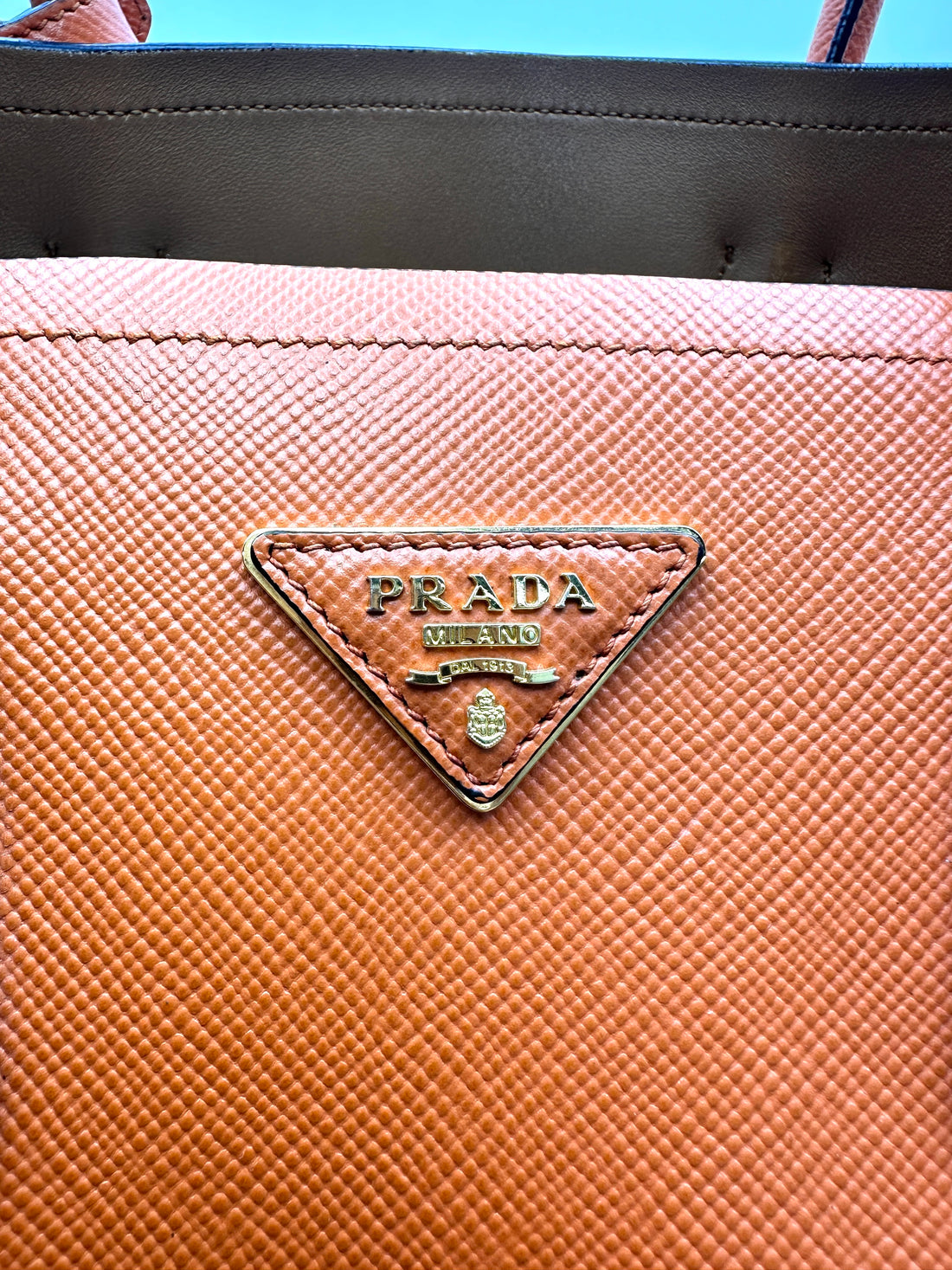 Prada Galleria Orange Saffiano Leather Medium Size Handle Bag PR404