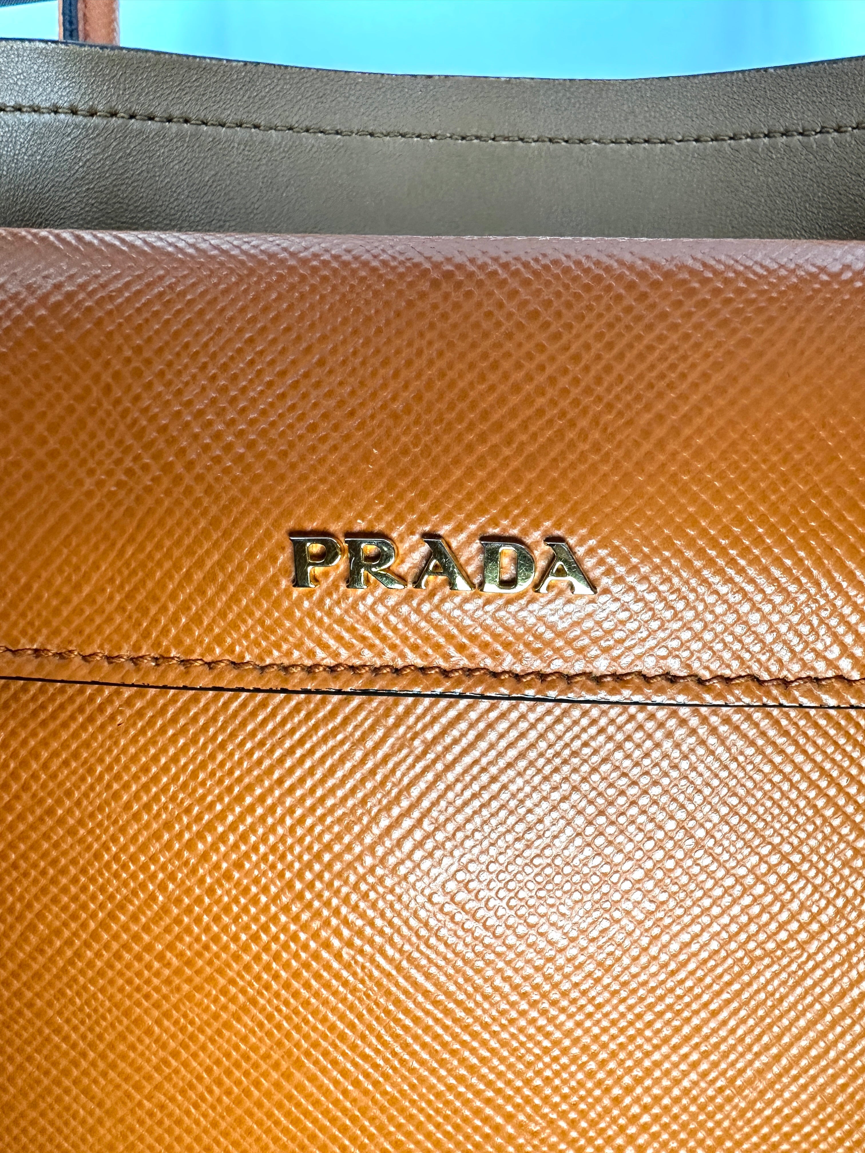 Prada Galleria Orange Saffiano Leather Medium Size Handle Bag PR404