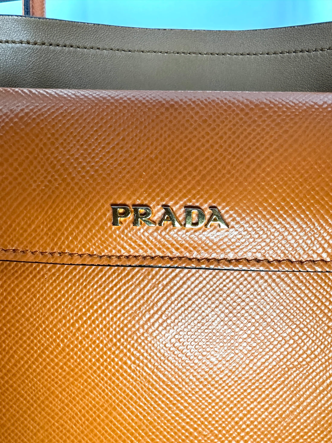 Prada Galleria Orange Saffiano Leather Medium Size Handle Bag PR404