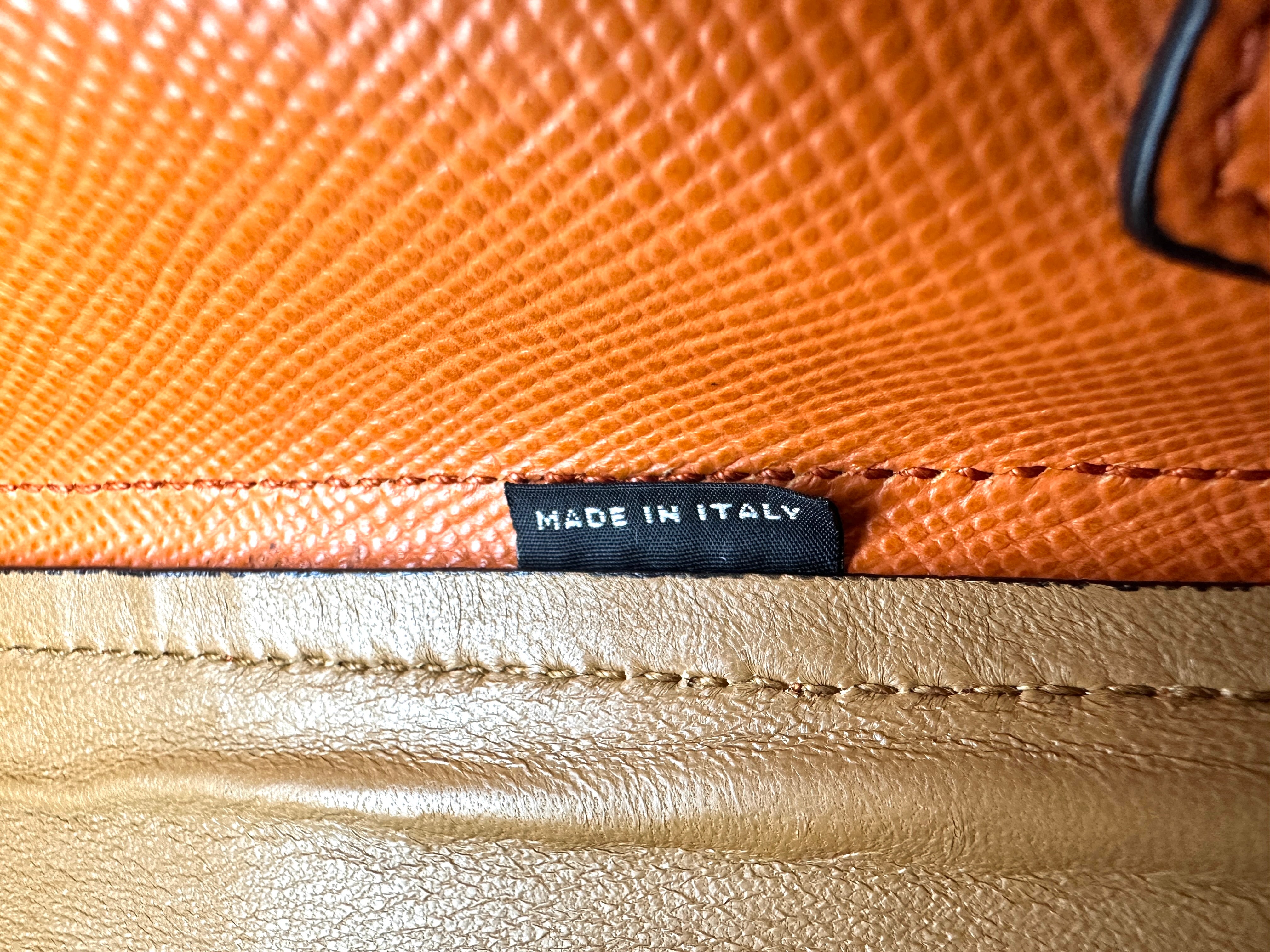 Prada Galleria Orange Saffiano Leather Medium Size Handle Bag PR404