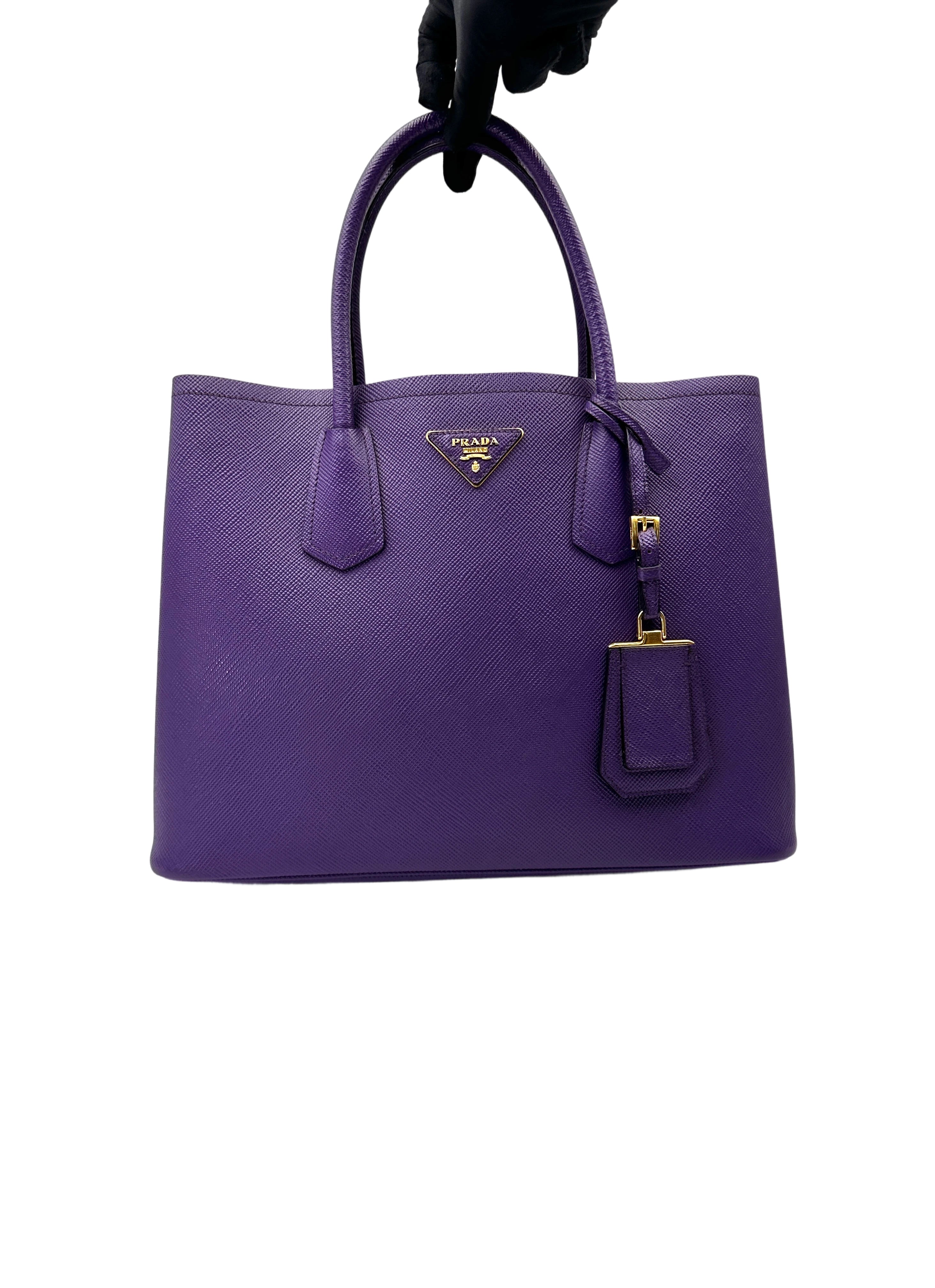 Prada Galleria Purple Saffiano Leather Medium Size Handle Bag PR405