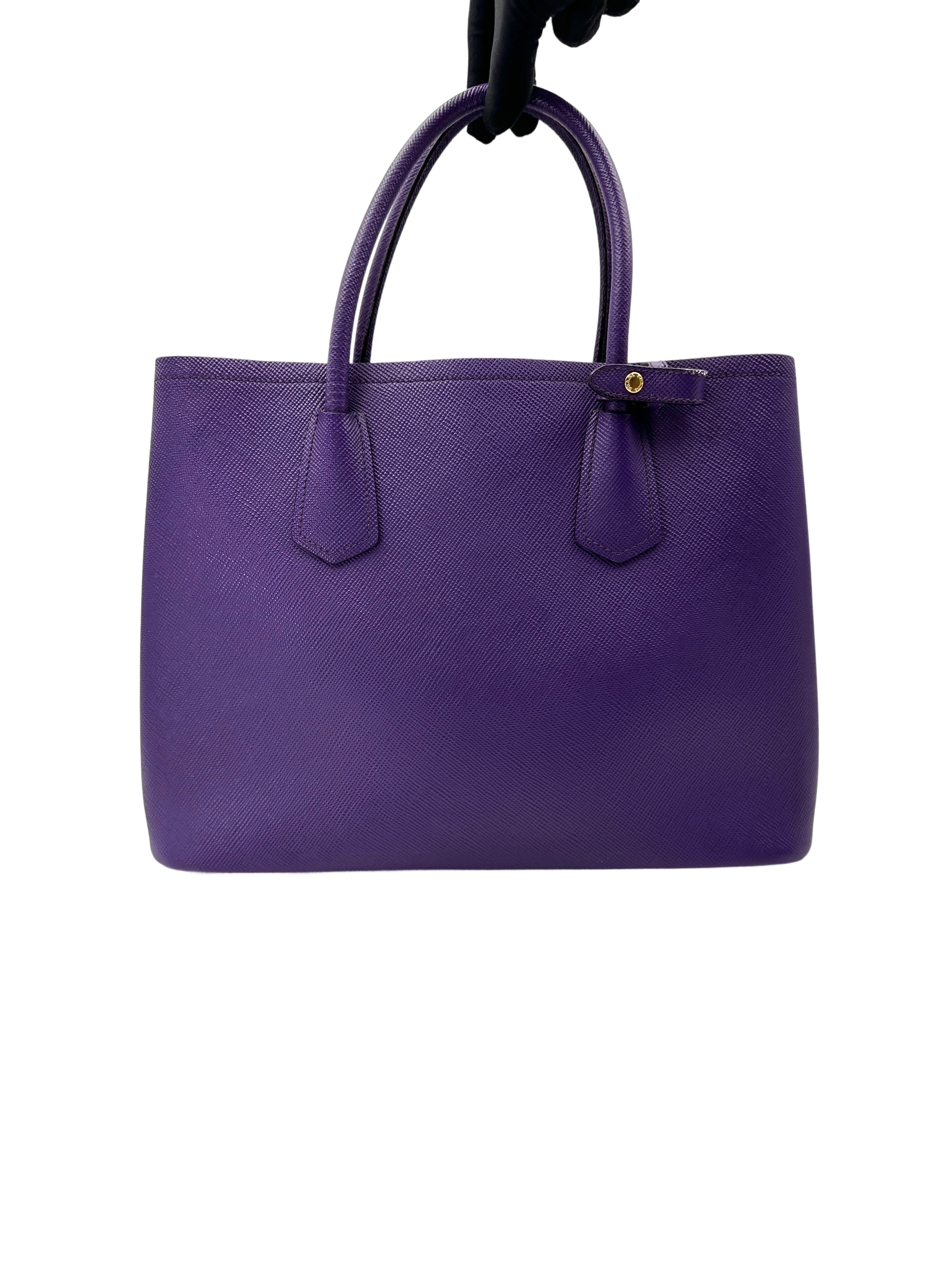 Prada Galleria Purple Saffiano Leather Medium Size Handle Bag PR405