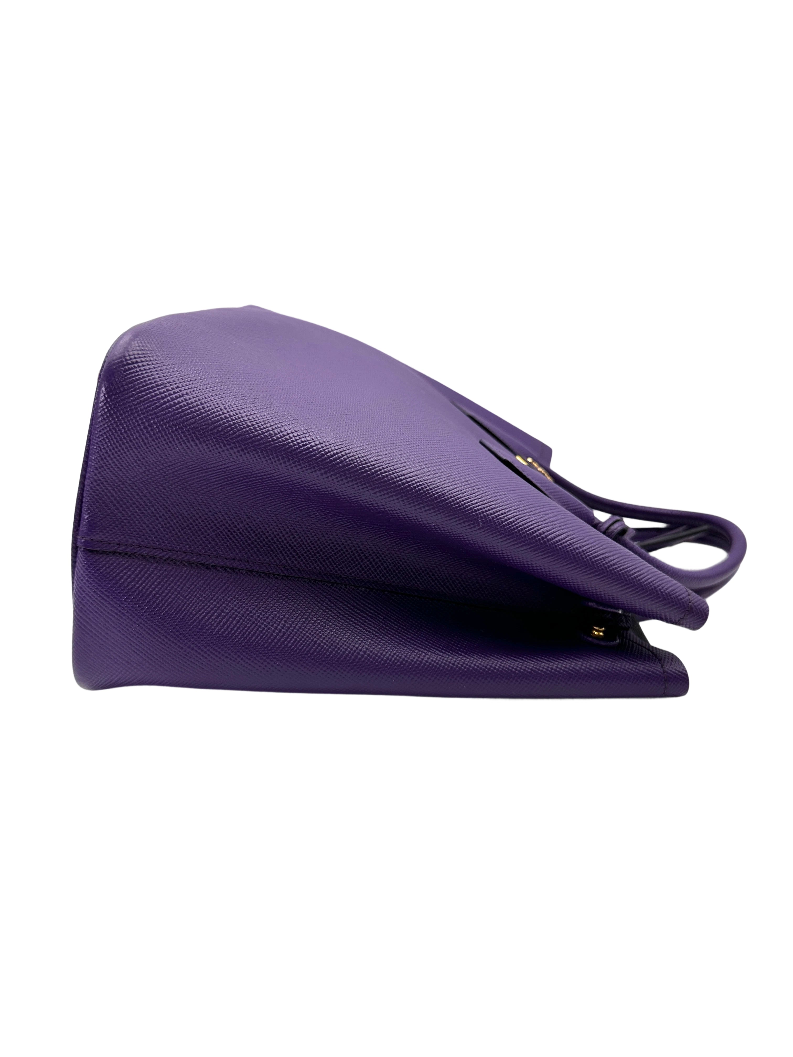 Prada Galleria Purple Saffiano Leather Medium Size Handle Bag PR405
