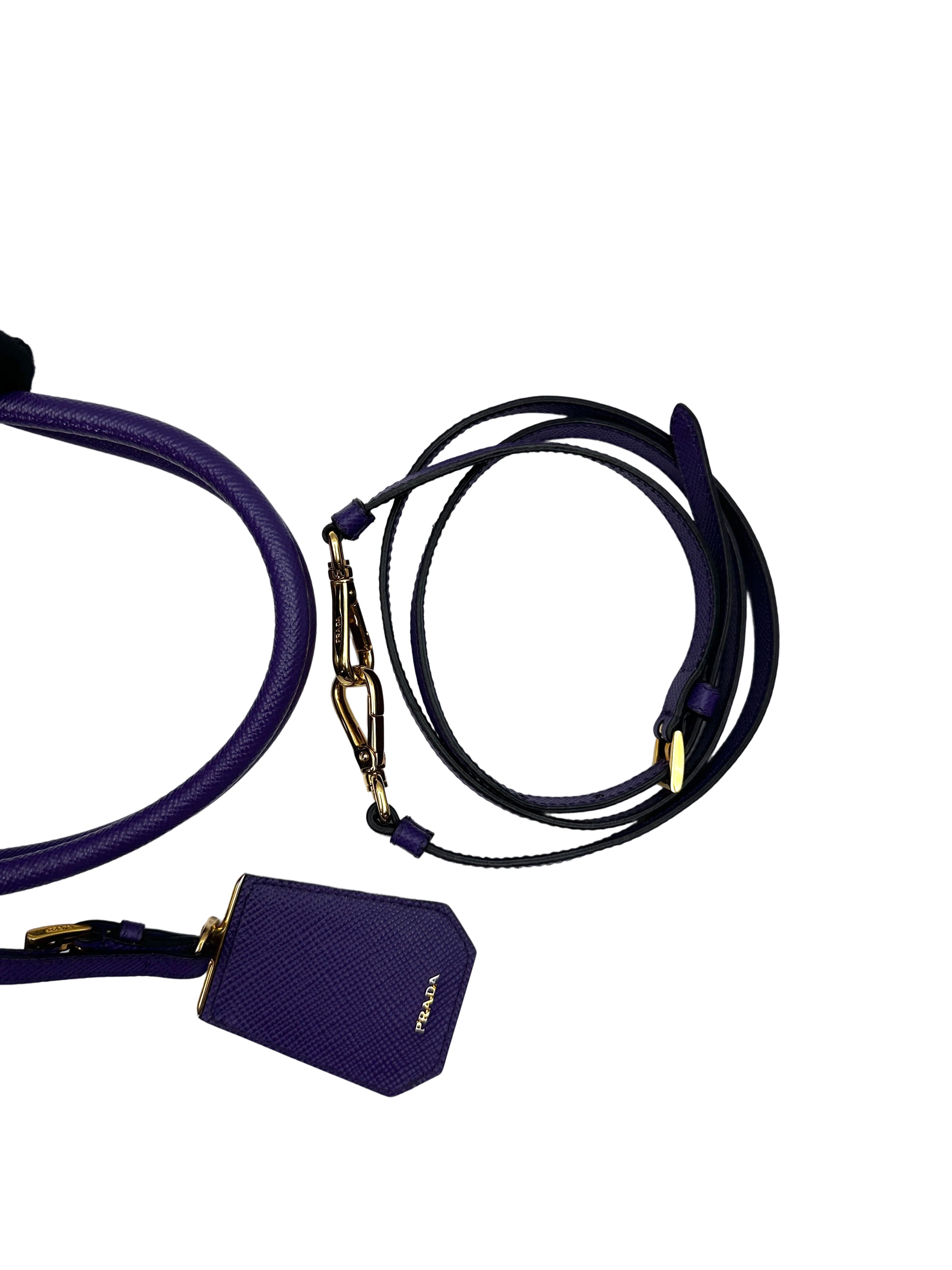 Prada Galleria Purple Saffiano Leather Medium Size Handle Bag PR405