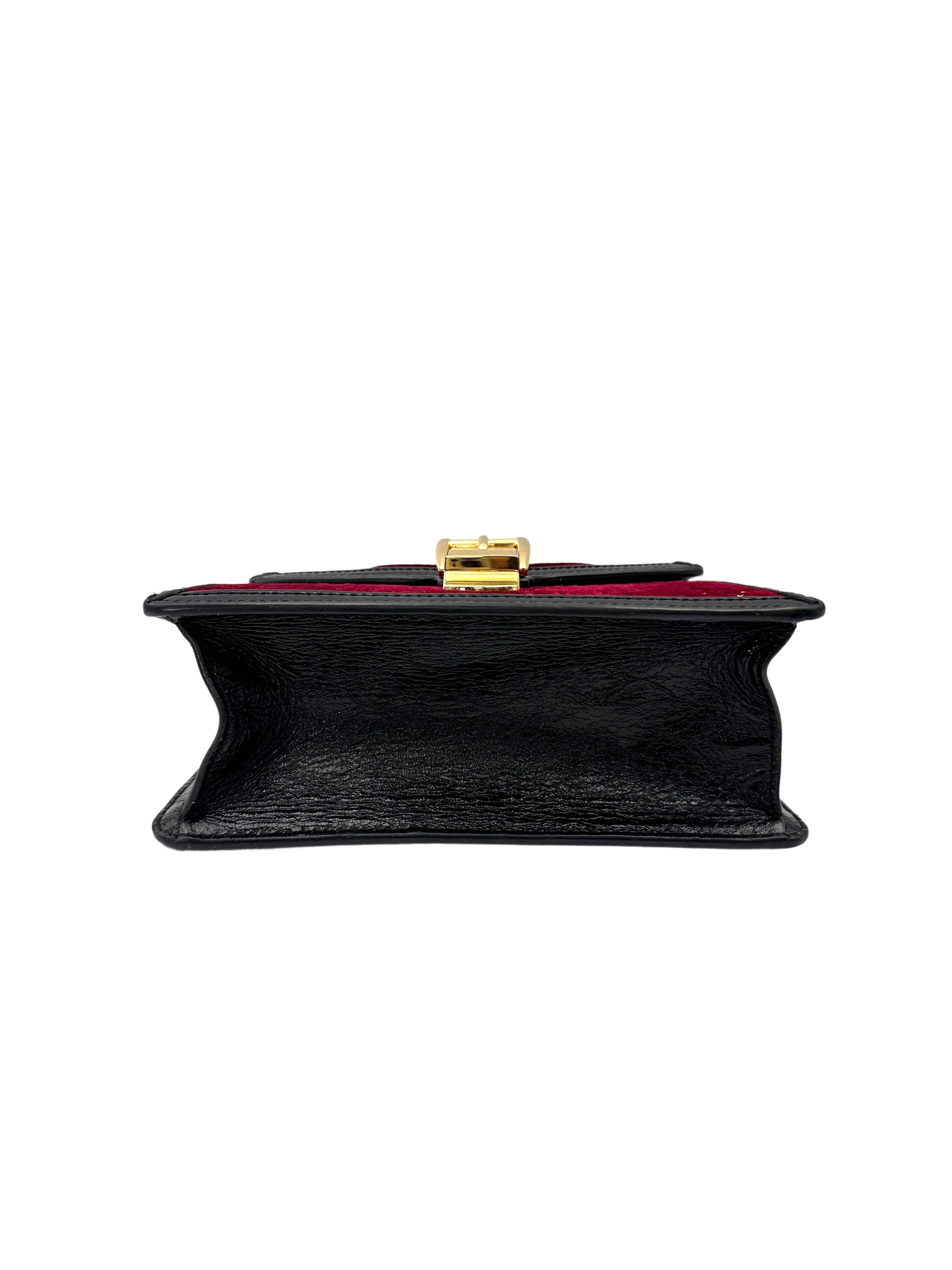 Gucci Sylvie Red Velvet Small Size Top Handle Bag GG1136