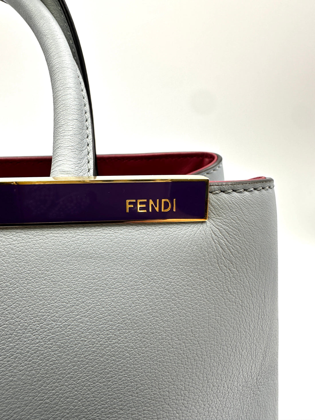 Fendi 2Jours Light Bule Leather Handle Bag FF109