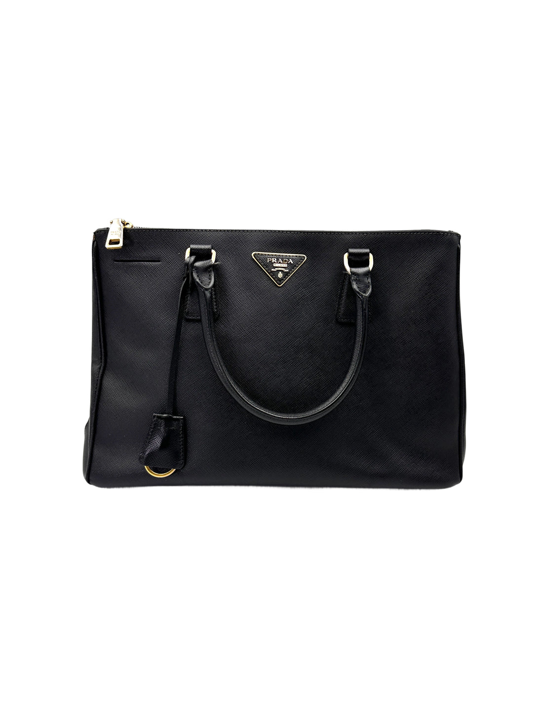 Prada Galleria Black Saffiano Leather Medium Size Handle Bag PR406