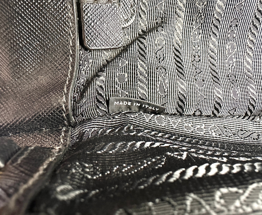 Prada Galleria Black Saffiano Leather Medium Size Handle Bag PR406