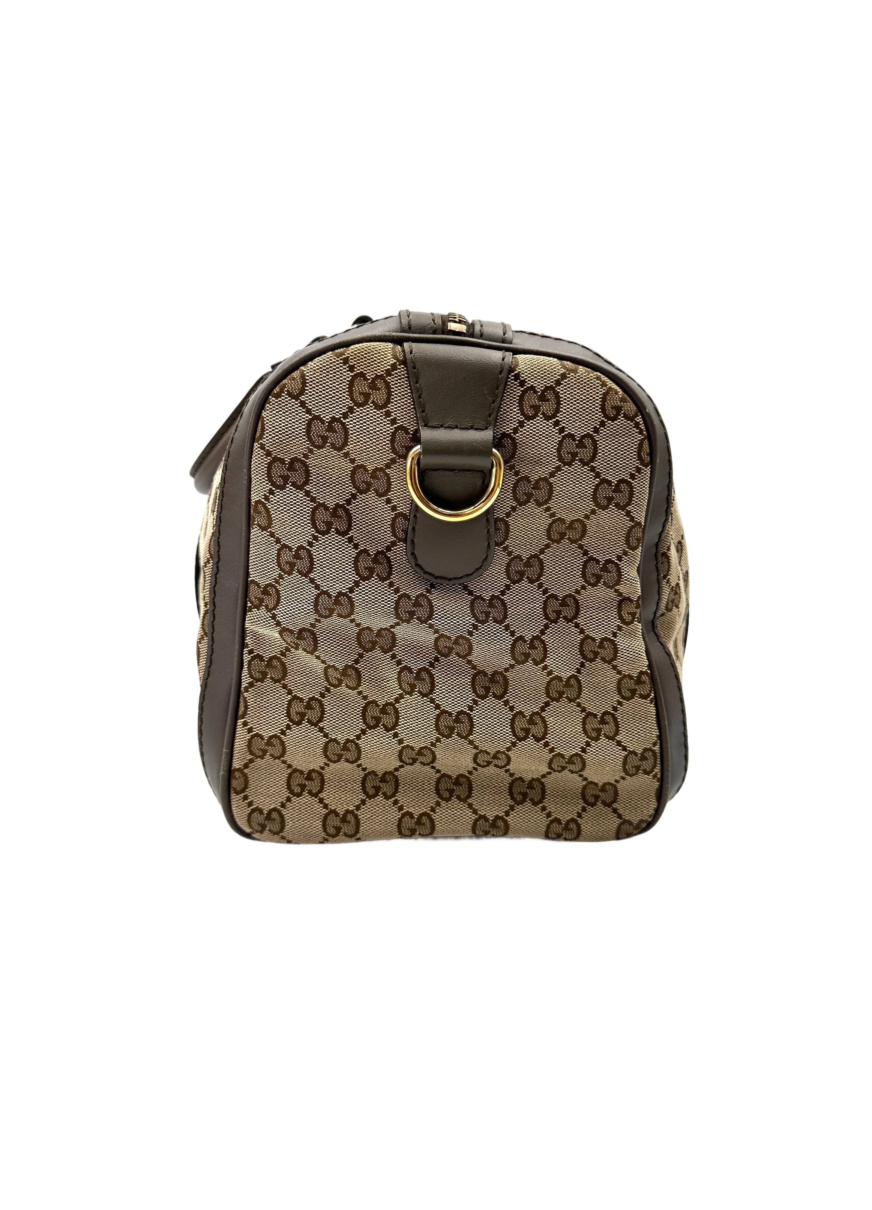 Gucci GG Canvas Boston Bag With Brown Stripe GG1137