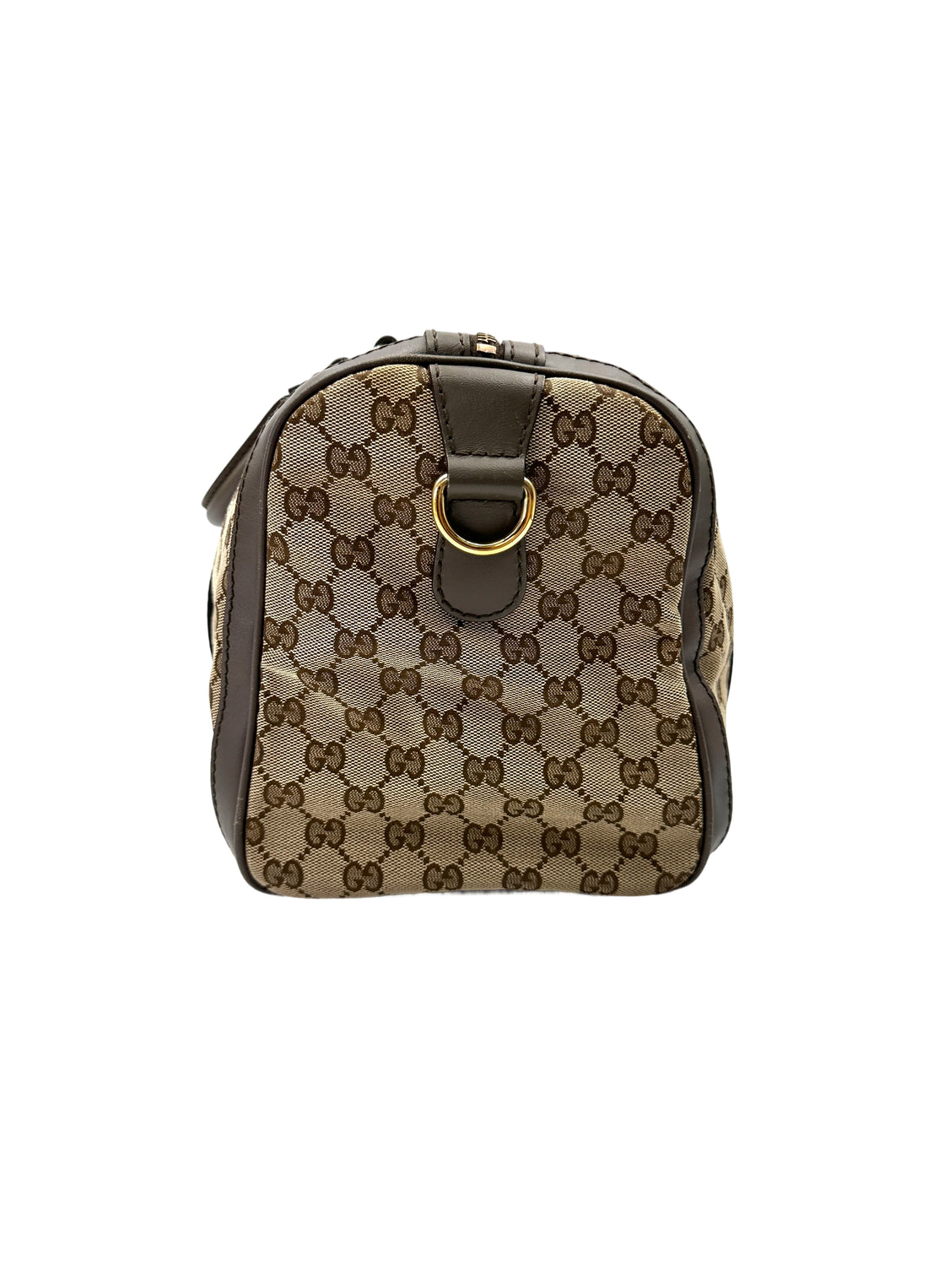 Gucci GG Canvas Boston Bag With Brown Stripe GG1137