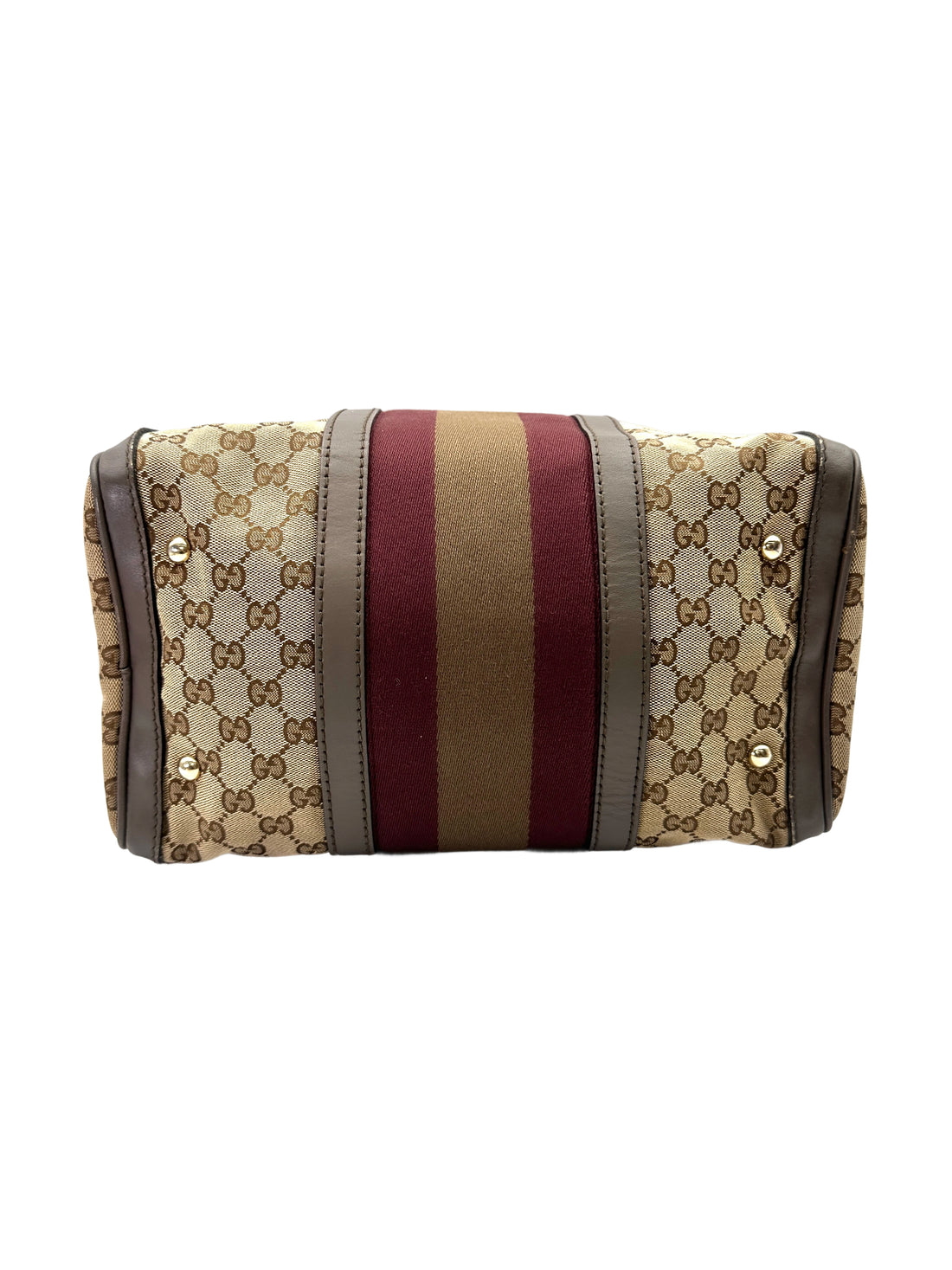 Gucci GG Canvas Boston Bag With Brown Stripe GG1137