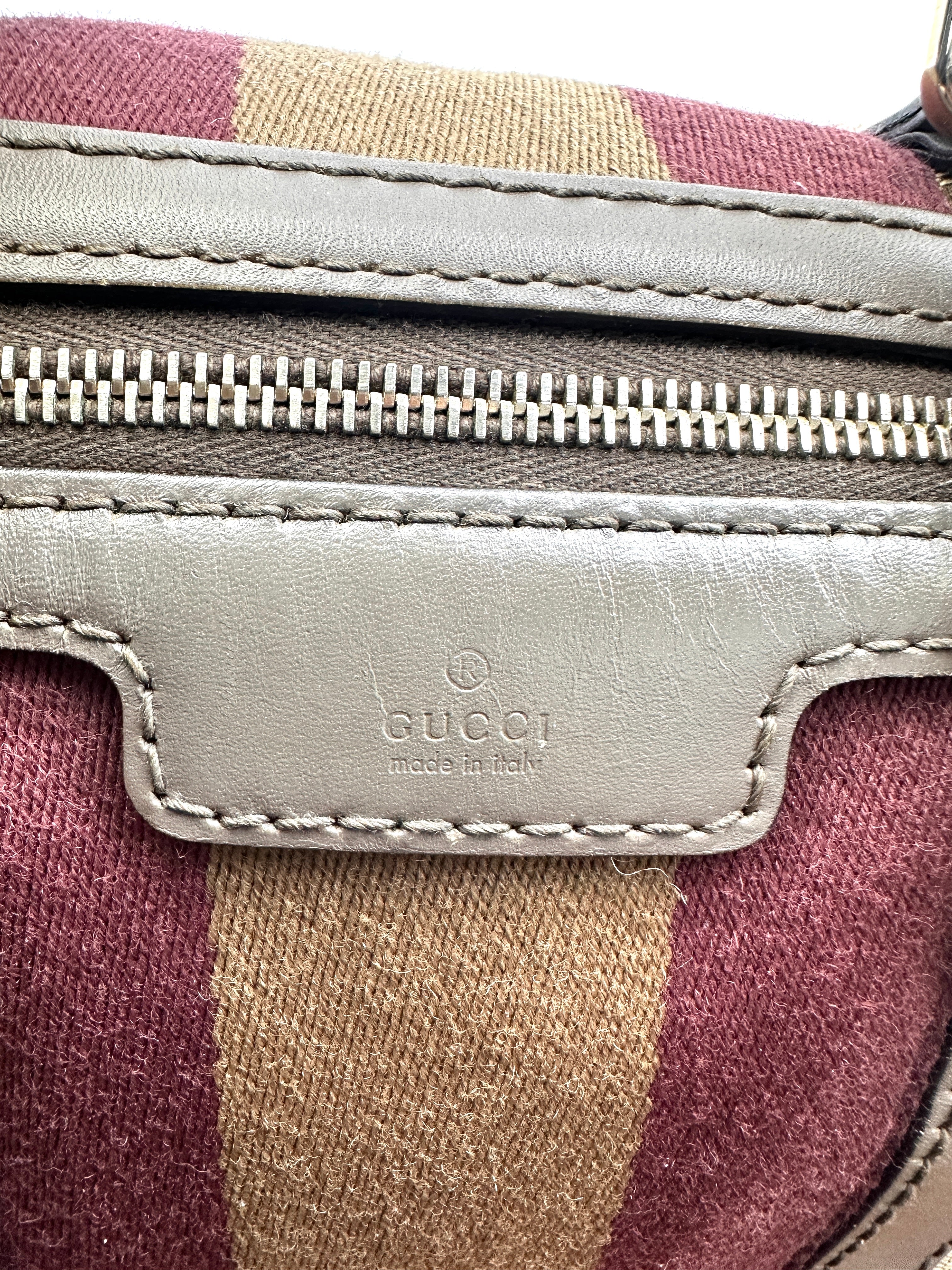 Gucci GG Canvas Boston Bag With Brown Stripe GG1137